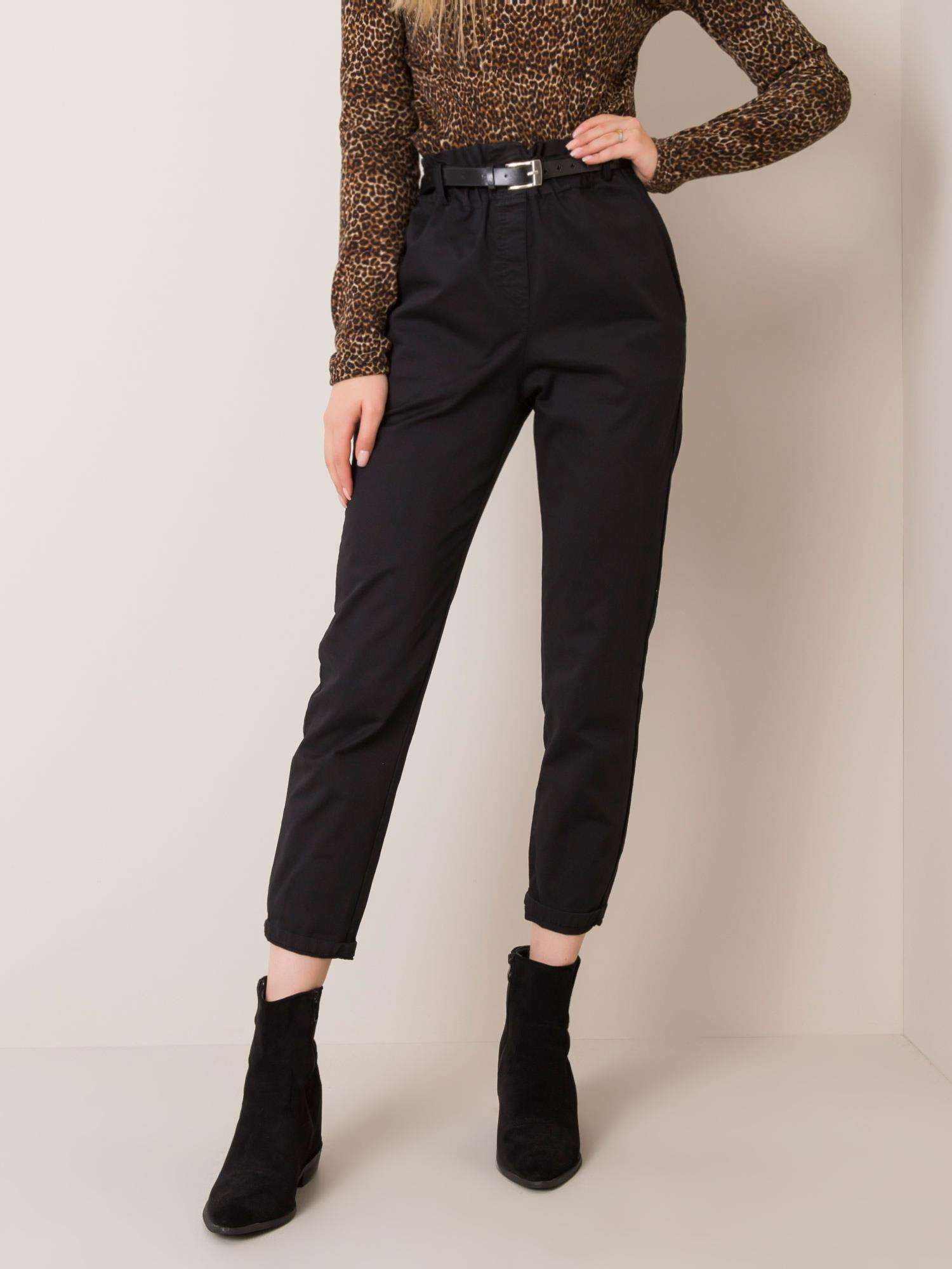 Dámske čierne nohavice s opaskom DHJ-SP-2312.94P-black Veľkosť: XL