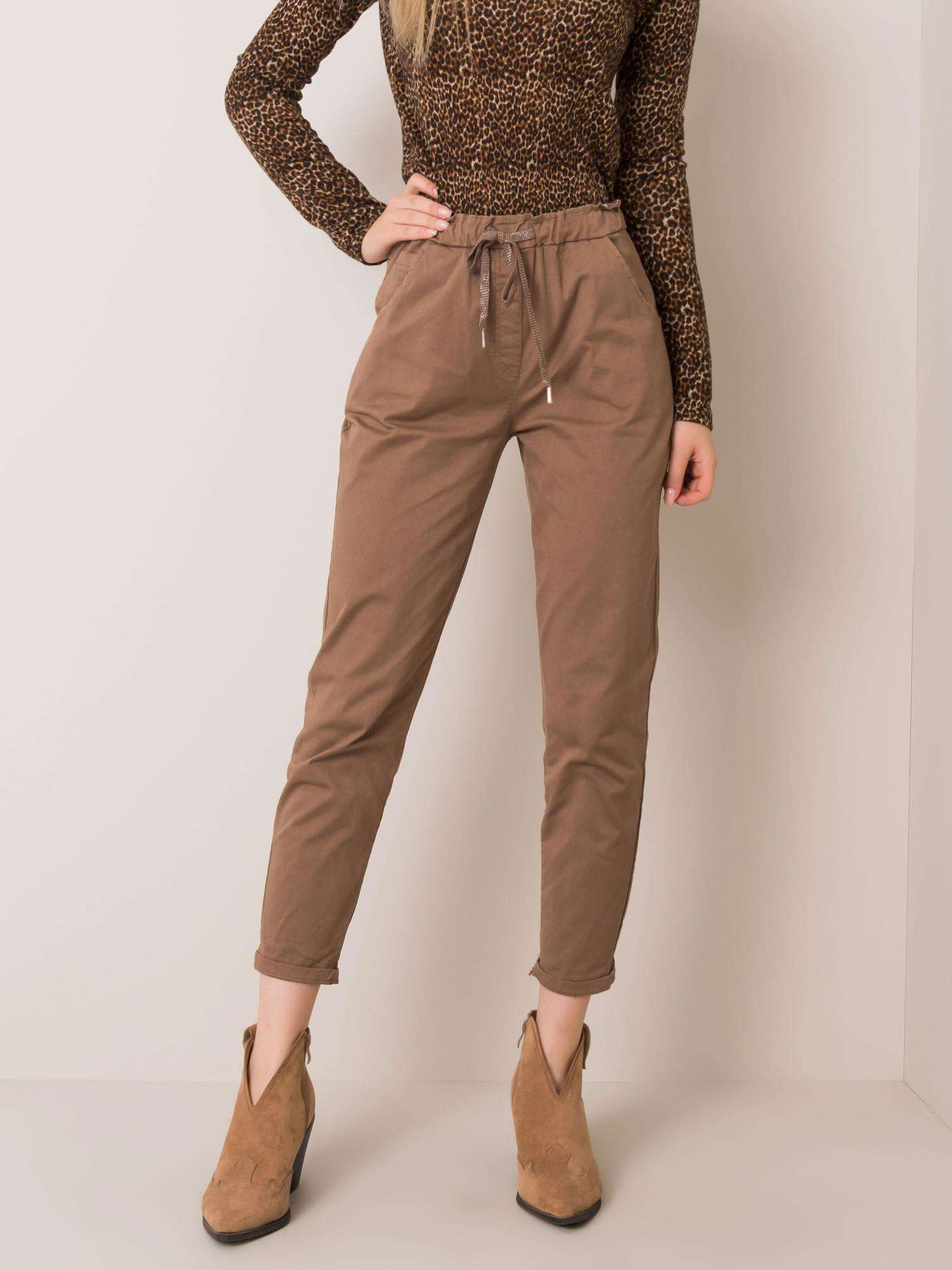 Svetlo hnedé dámske dlhé nohavice DHJ-SP-3657.91P-light brown Veľkosť: S