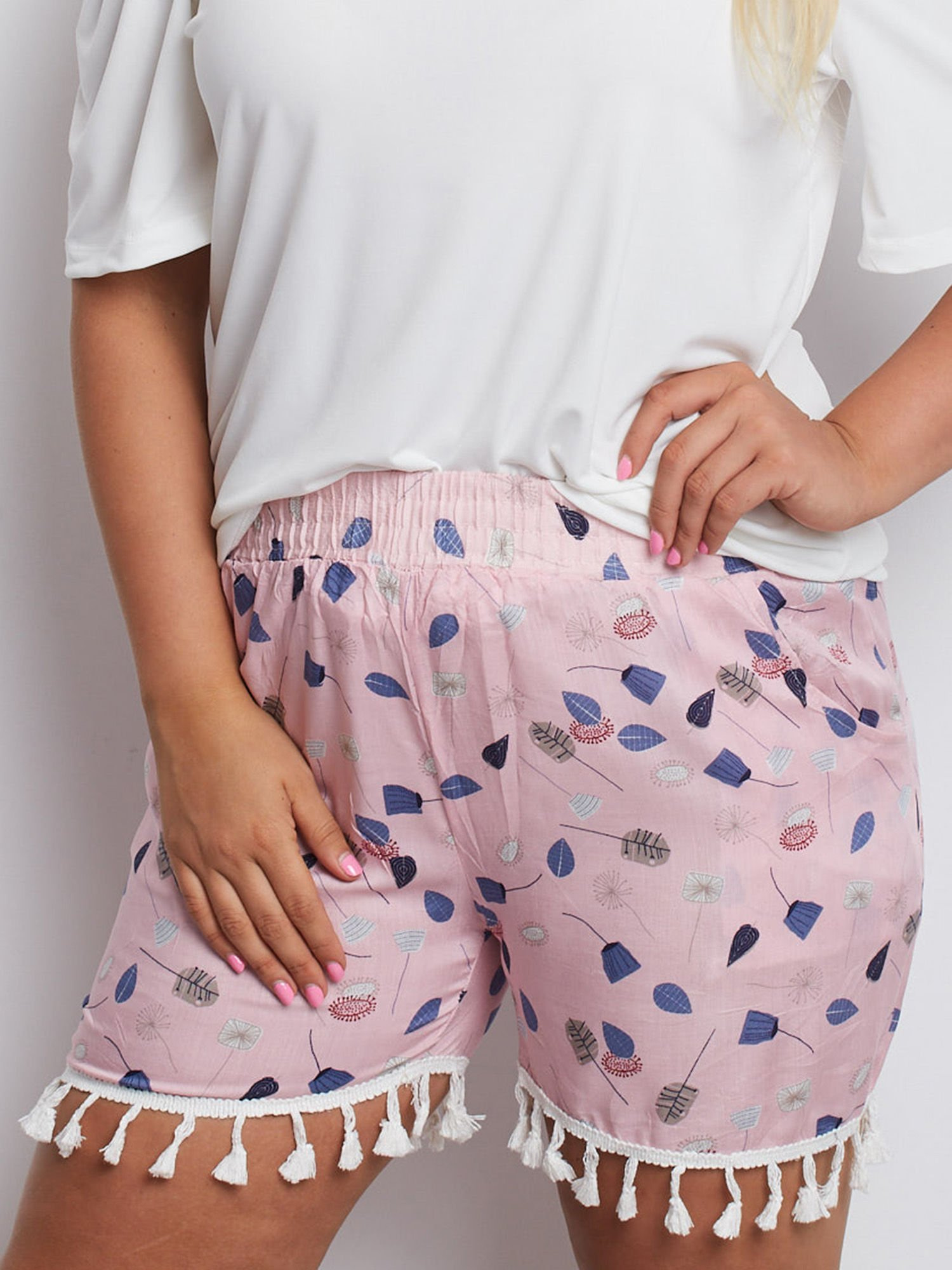Dámske ružové vzorované šortky AT-SN-2101A.04X-pink Veľkosť: L/XL