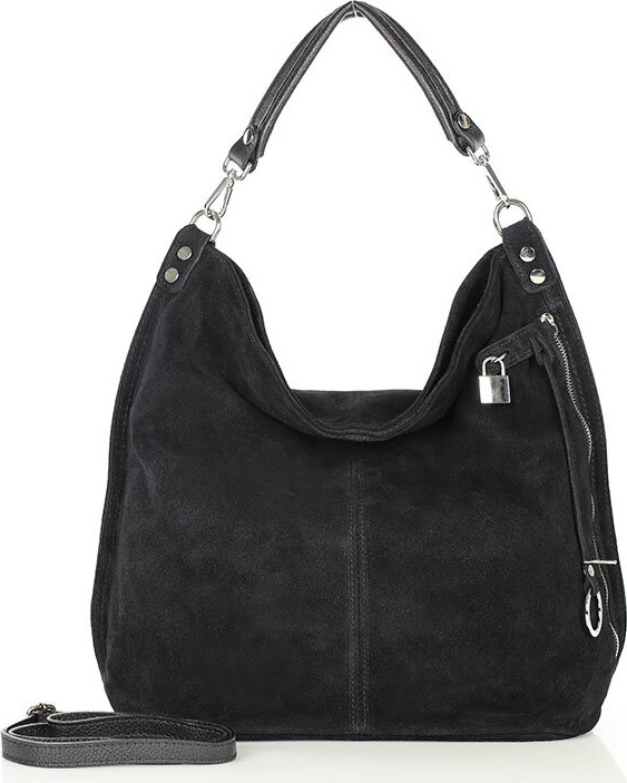 MAZZINI - Čierna dámska kožená kabelka (s92aa) Veľkosť: ONE SIZE