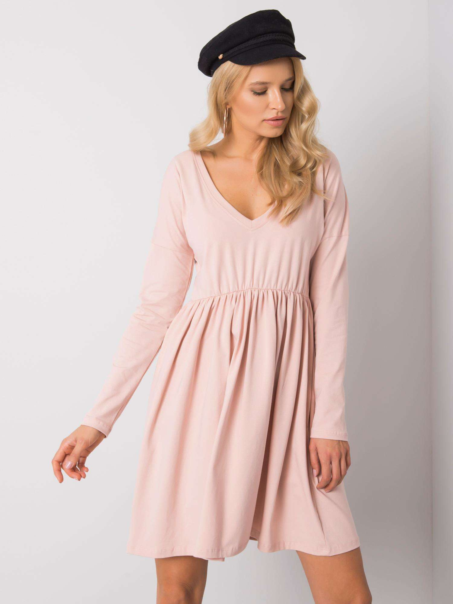 Púdrové dámske šaty RV-SK-6008.19X-pink Veľkosť: L