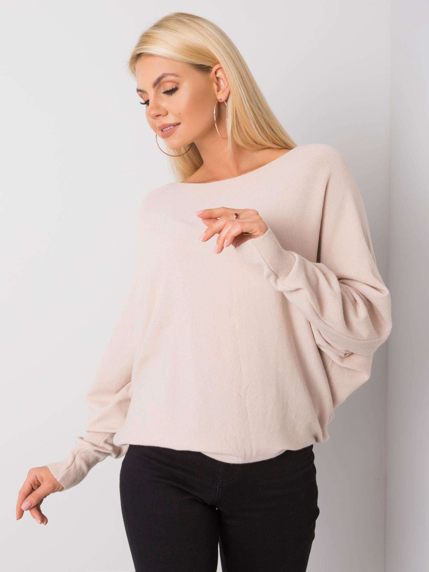 Púdrový dámsky sveter D93031F90750A6-light beige Veľkosť: L/XL