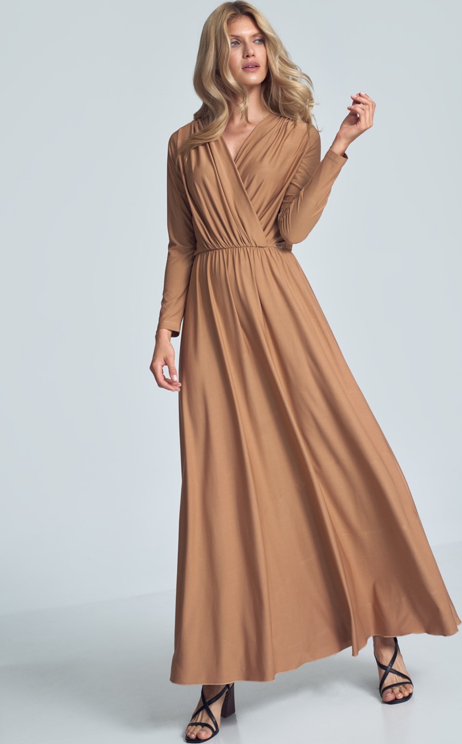 Dlhé hnedé šaty M705 Brown Veľkosť: S