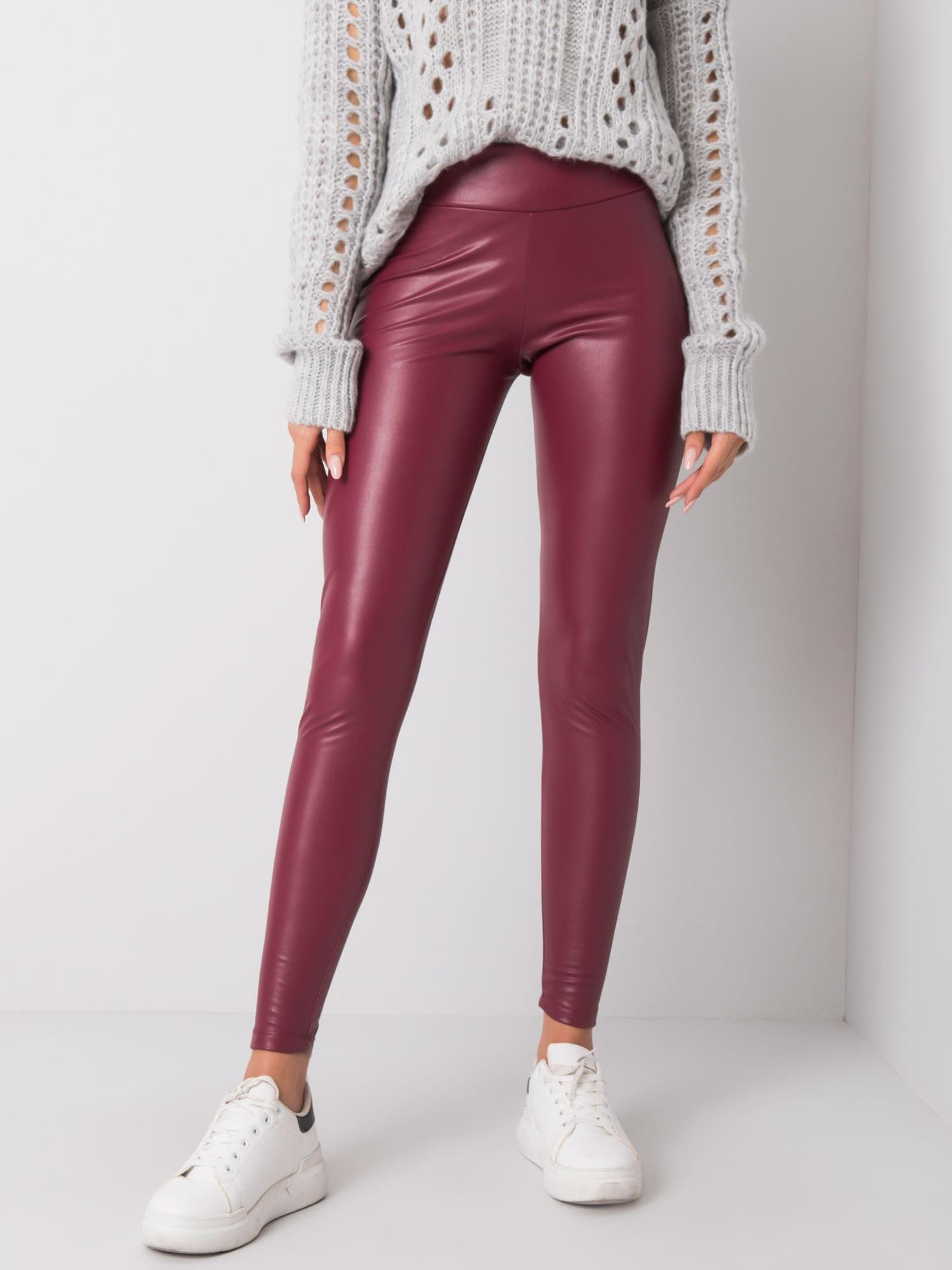 Lesklé dámske vínové legíny RV-LG-6007.11-winered Veľkosť: S