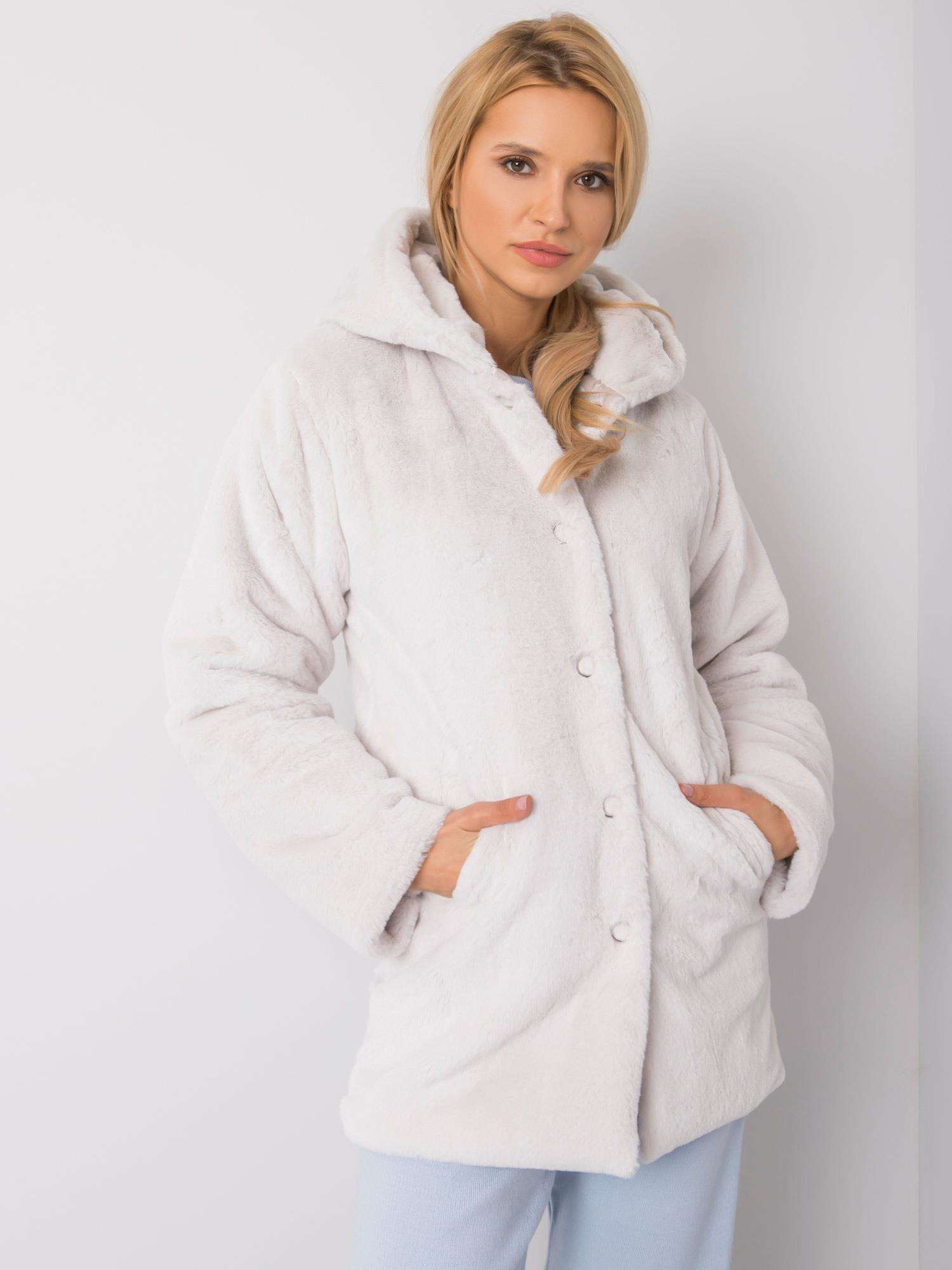 SVETLOSIVÝ DÁMSKY CHLPATÝ KABÁTIK TEDDY COAT 217-PL-24702.88-GREY Veľkosť: S