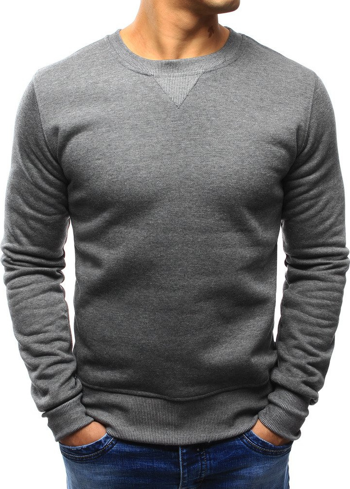 Tmavo šedá pánska mikina bez kapucne BX4823 Veľkosť: M