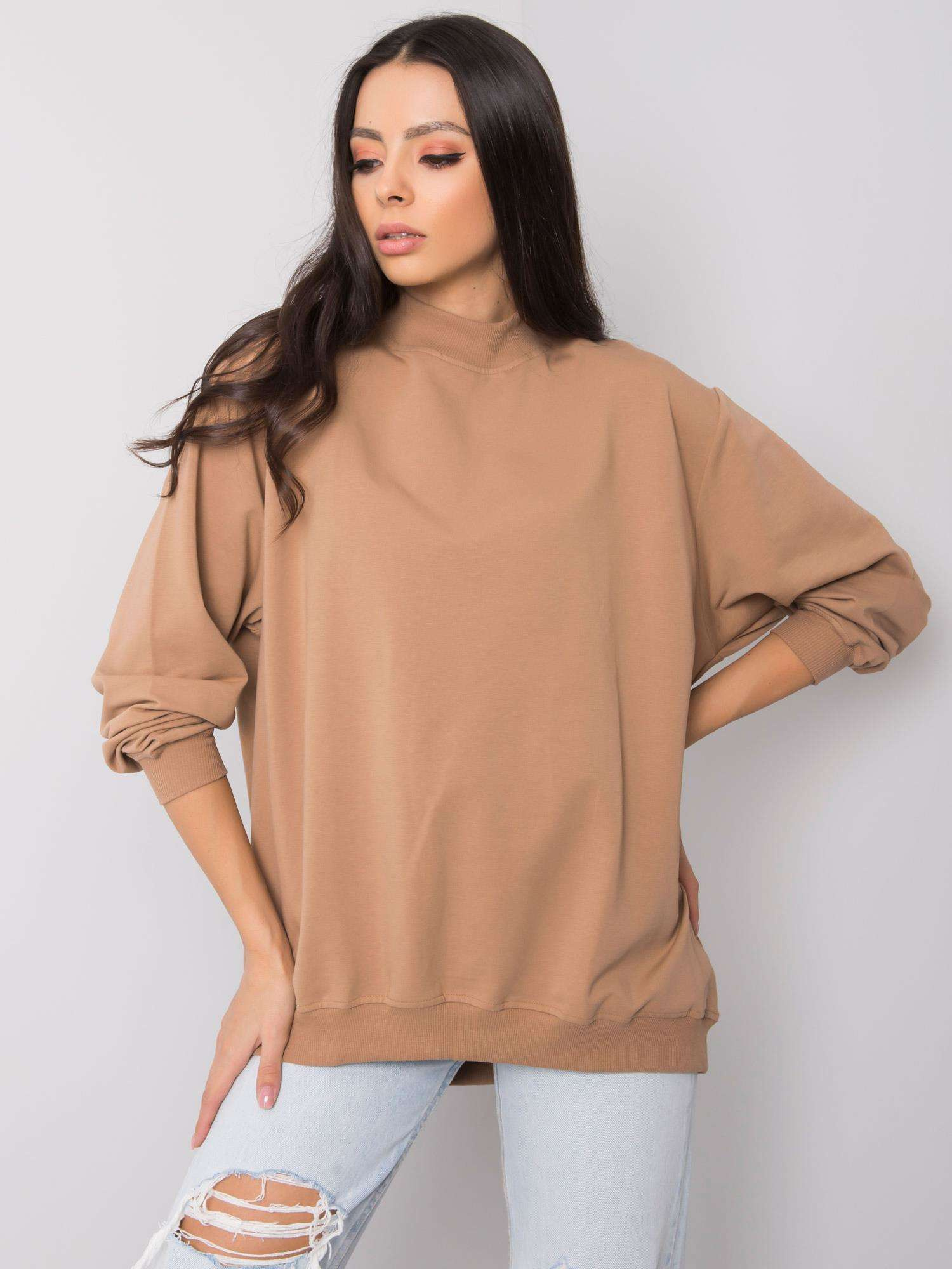 Béžová oversized mikina RV-BL-5185.73P-beige Veľkosť: S/M
