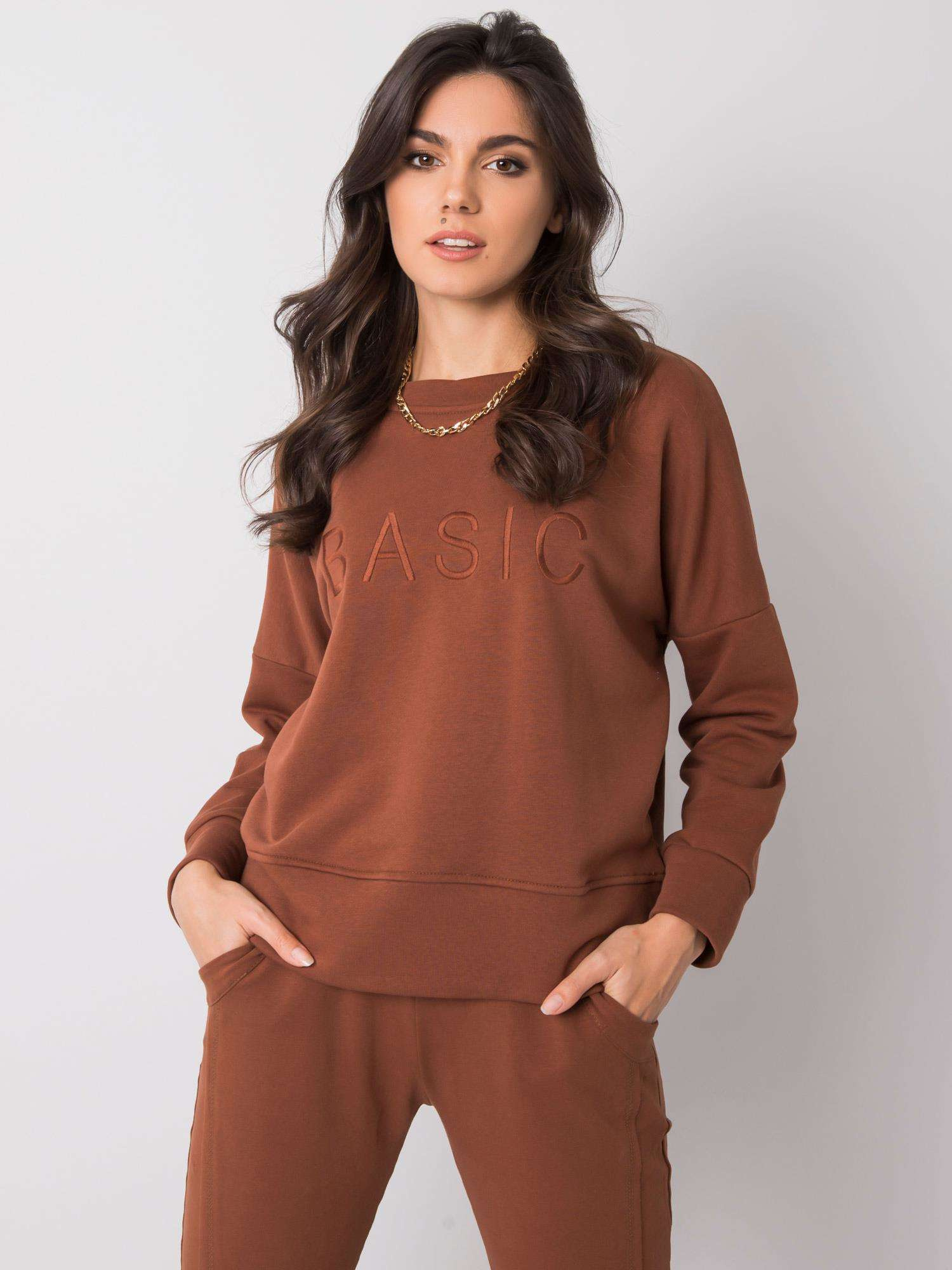 Hnedá mikina Basic RV-BL-6080.19-brown Veľkosť: S/M