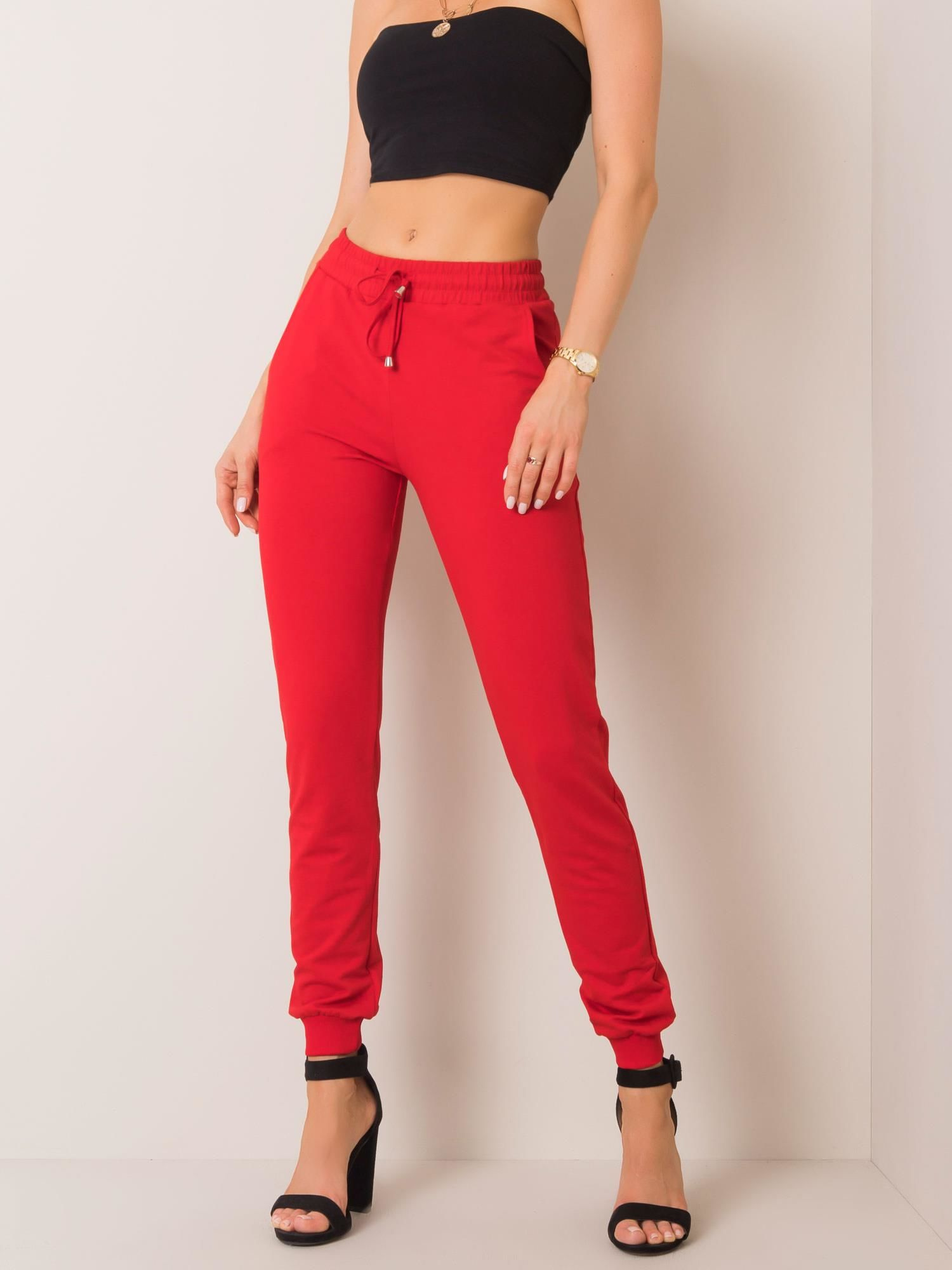 Červené dámske tepláky RV-DR-5040.92-red Veľkosť: XL