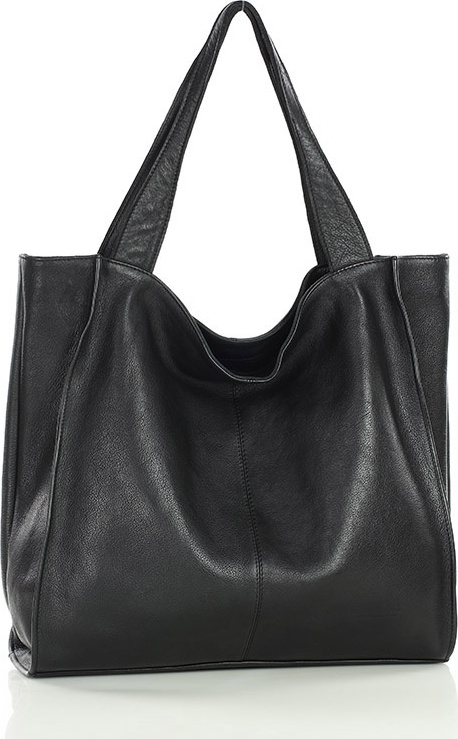 MARCO MAZZINI Čierna kožená shopper kabelka v102d Veľkosť: ONE SIZE
