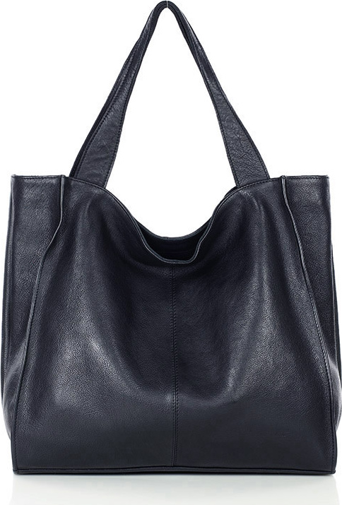 MARCO MAZZINI Čierna kožená shopper kabelka v102d Veľkosť: ONE SIZE