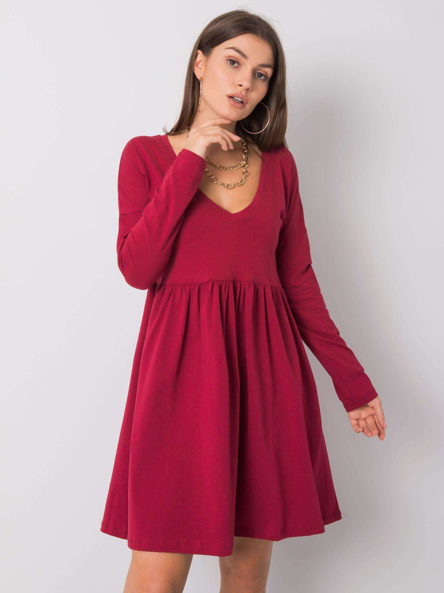 Bordové dámske šaty RV-SK-6008.19X-bordo Veľkosť: M