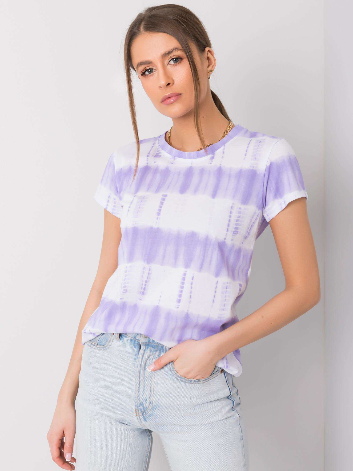 Fialovo-biele dámske pruhované tričko DHJ-TS-11280-1.10-purple Veľkosť: ONE SIZE