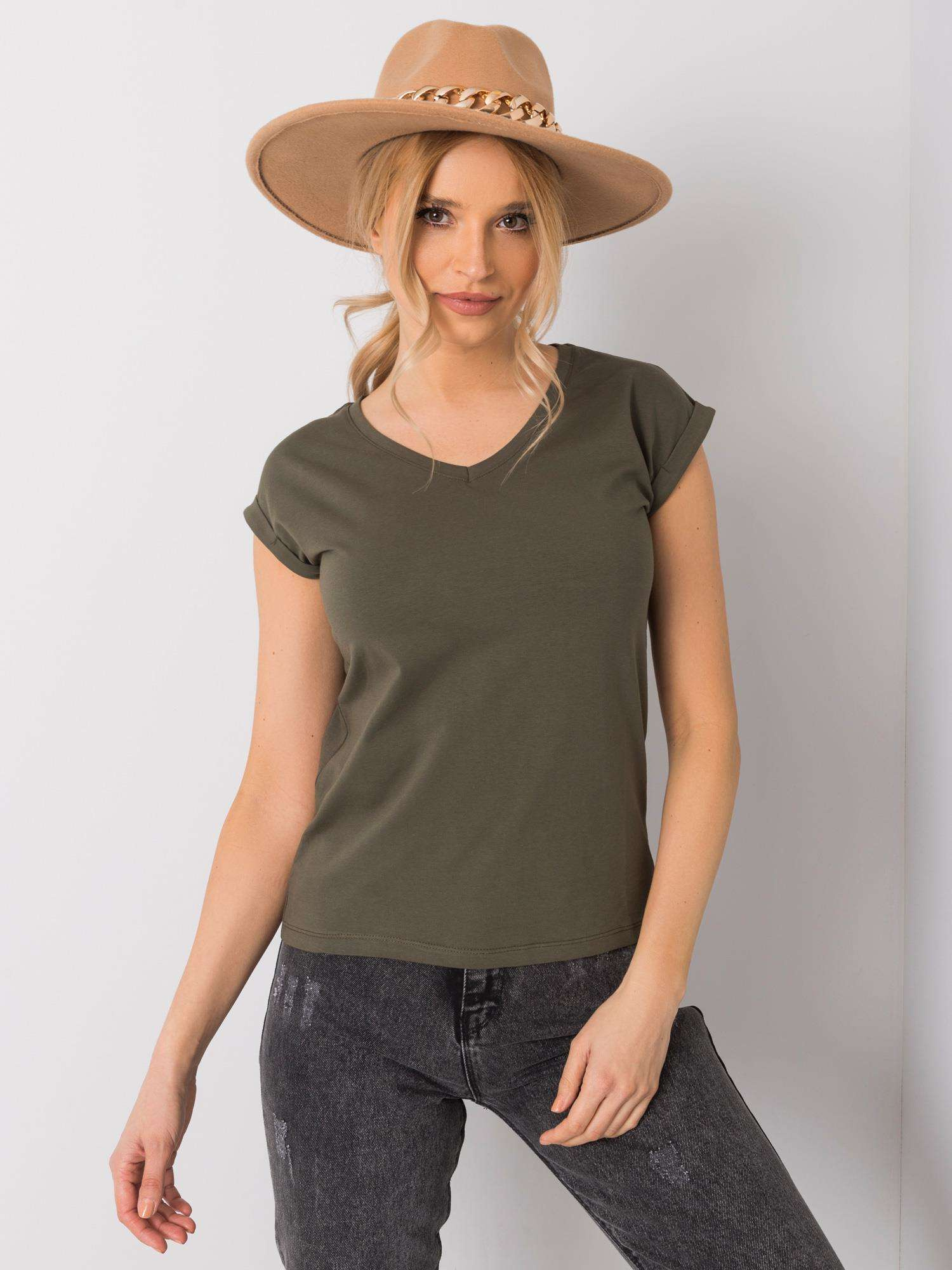Khaki dámske tričko s krátkymi rukávmi RV-TS-6108.04-khaki Veľkosť: S