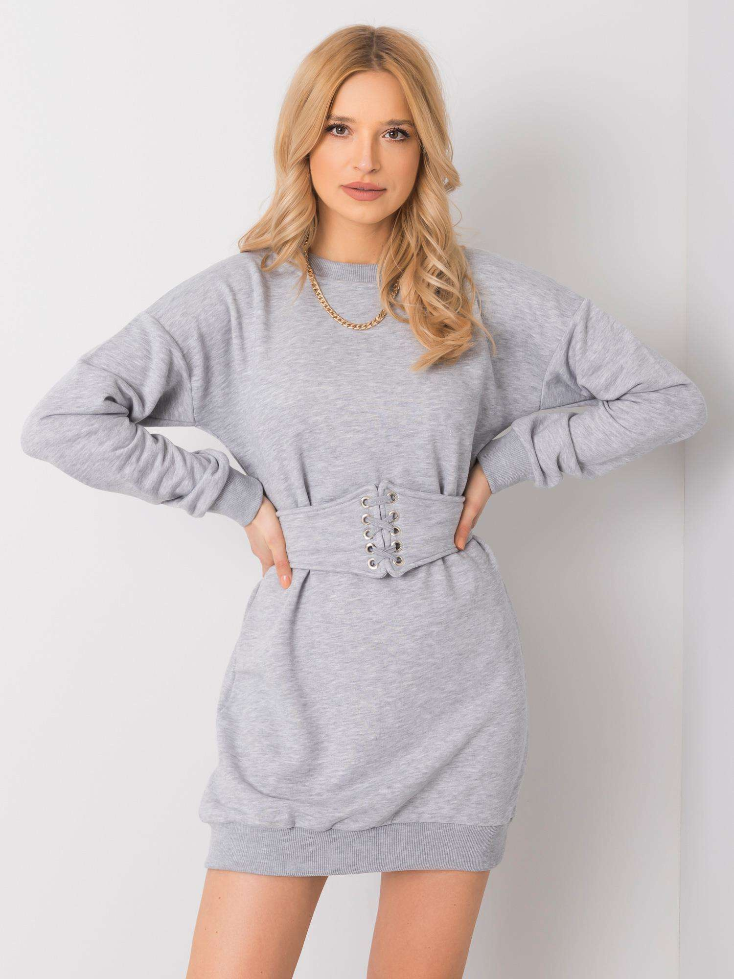 Svetlo šedé dámske šaty s korzetom RV-SK-6179.09-gray Veľkosť: L/XL