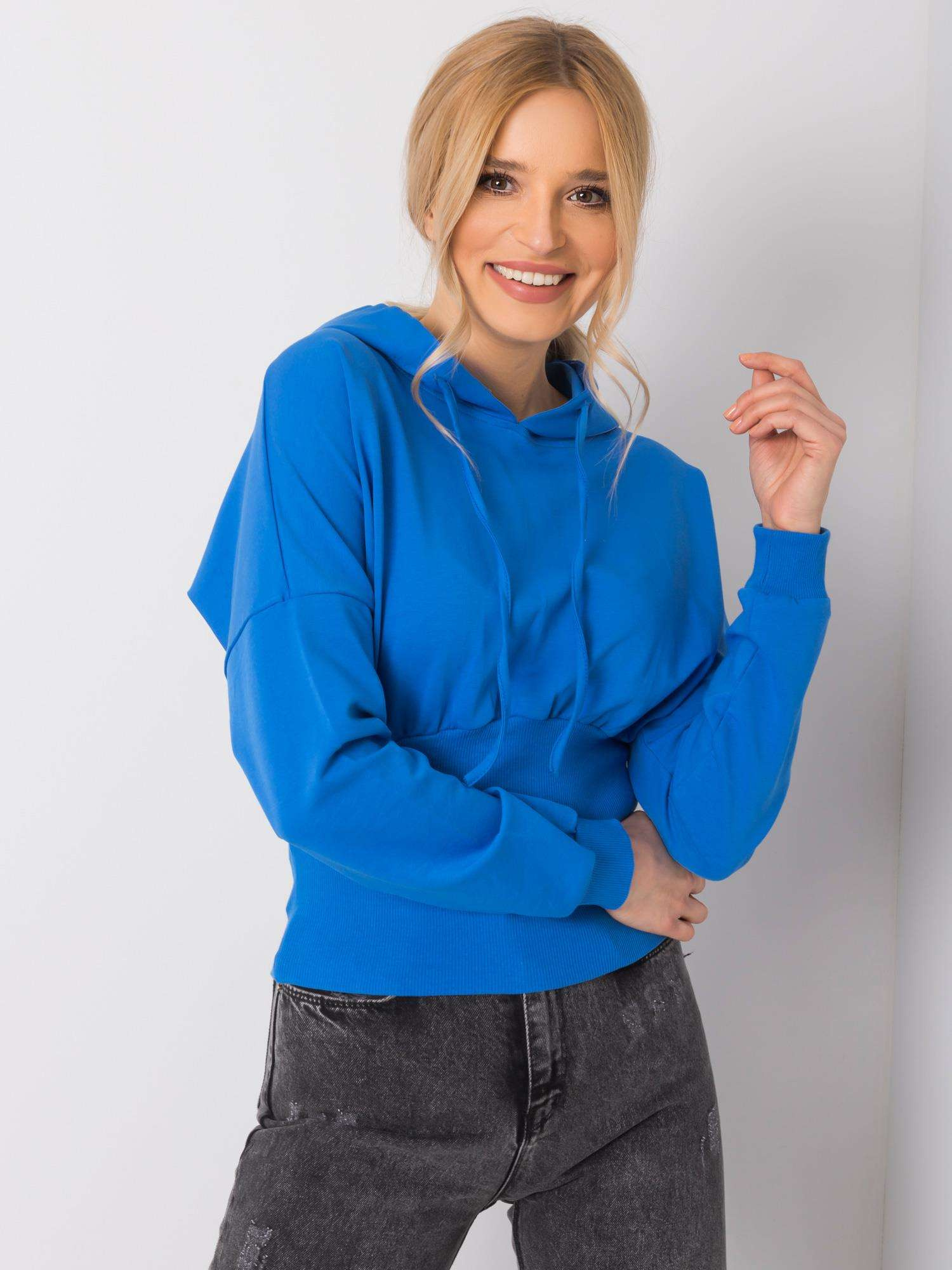 Modrá dámska mikina s kapucňou RV-BL-6191.06P-blue Veľkosť: L