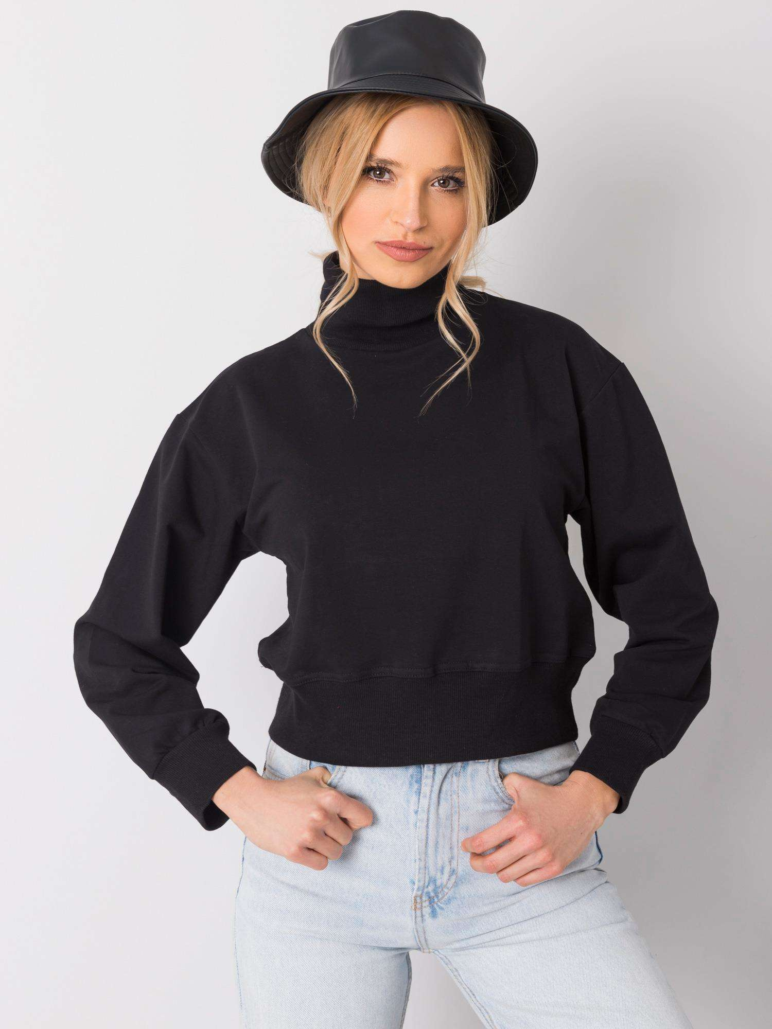 Čierna dámska mikina s rolákom -RV-BL-6263.86P-black Veľkosť: L/XL