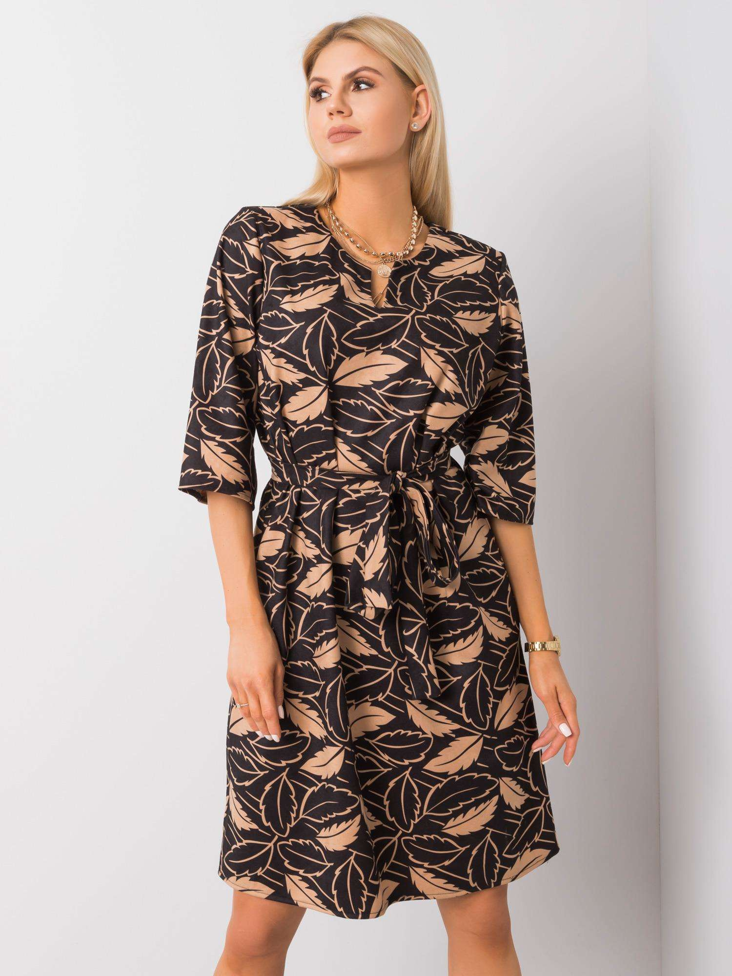 Čierno-béžové vzorované šaty LK-SK-508463.71-black-beige Veľkosť: 36