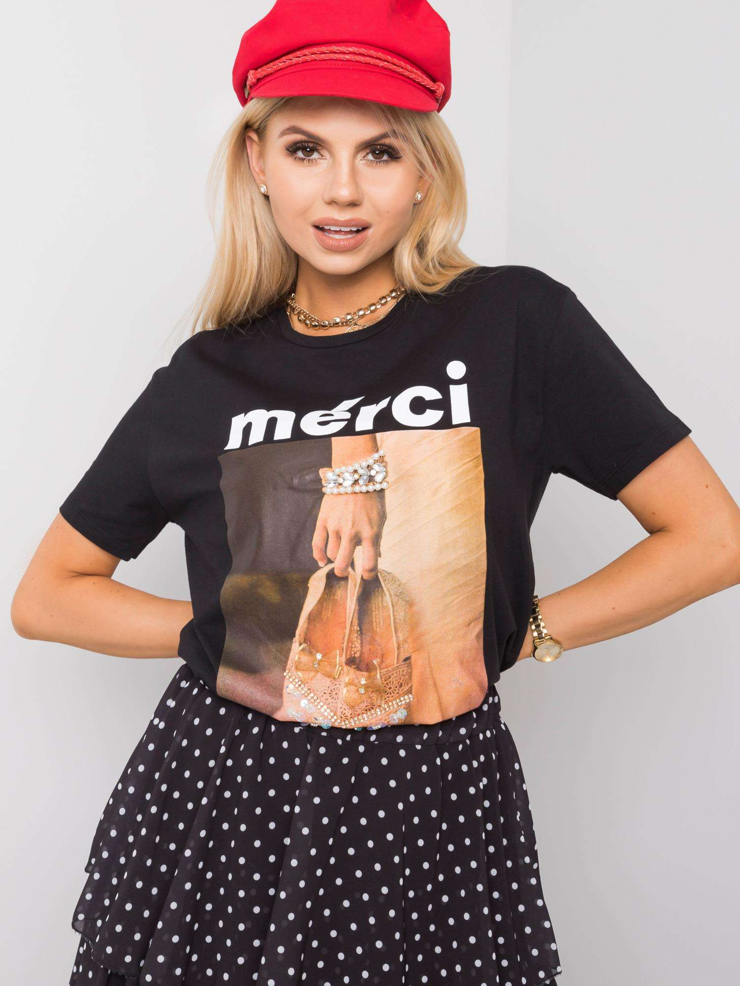 Čierne tričko Merci HB-TS-3024.40P-black Veľkosť: M