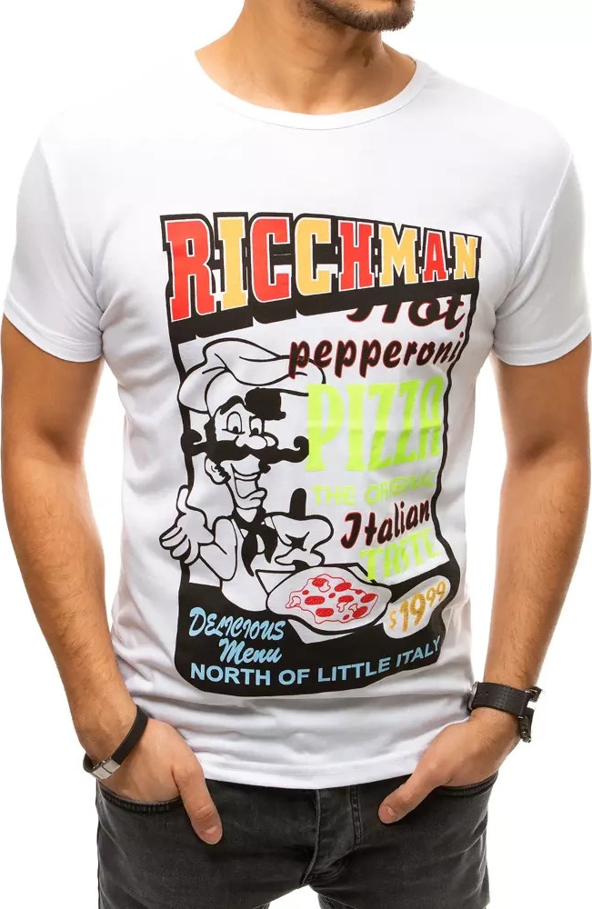 Biele pánske tričko PIZZA RX4372 Veľkosť: M