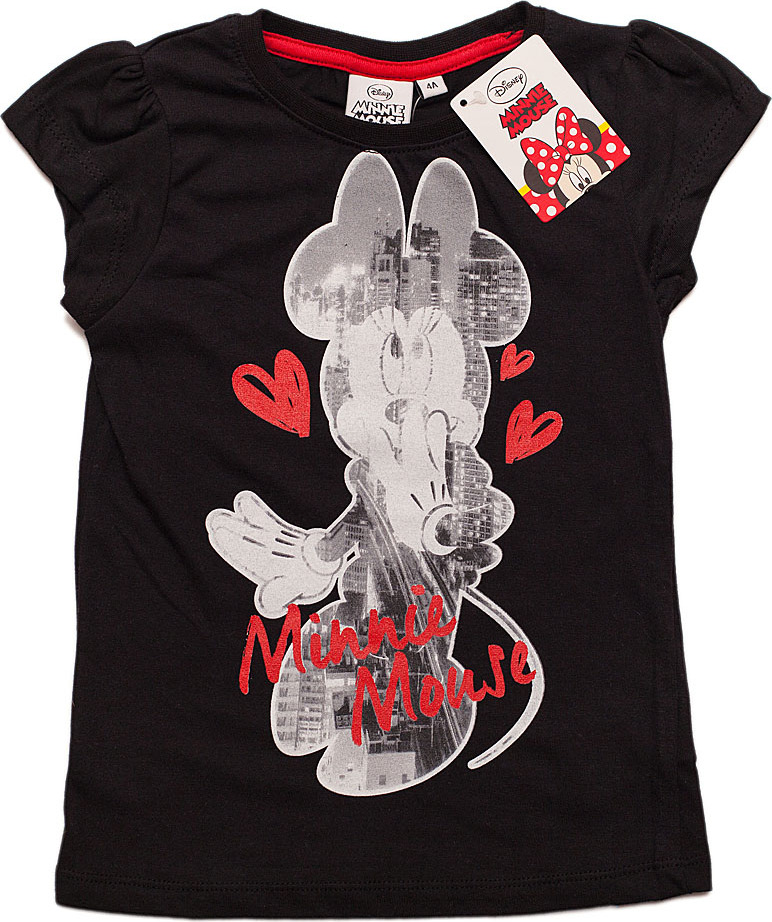 Minnie Mouse dievčenské čierne tričko Veľkosť: 102
