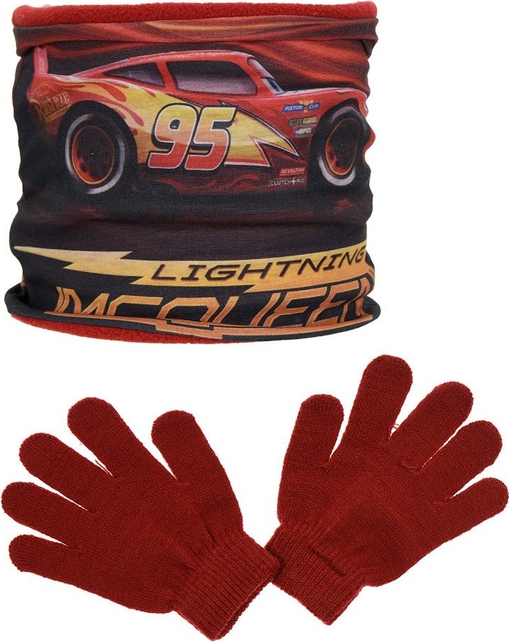 Disney Cars červený nákrčník + rukavice Veľkosť: ONE SIZE