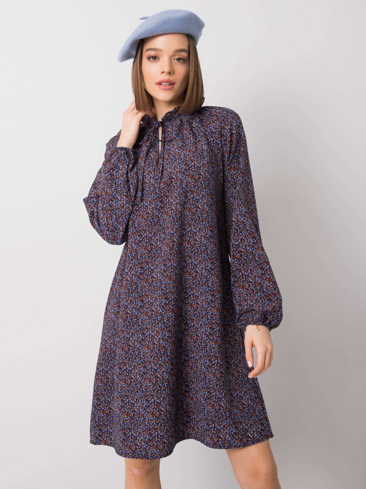 Tmavo modré dámske vzorované šaty WN-SK-R819.18-blue Veľkosť: S