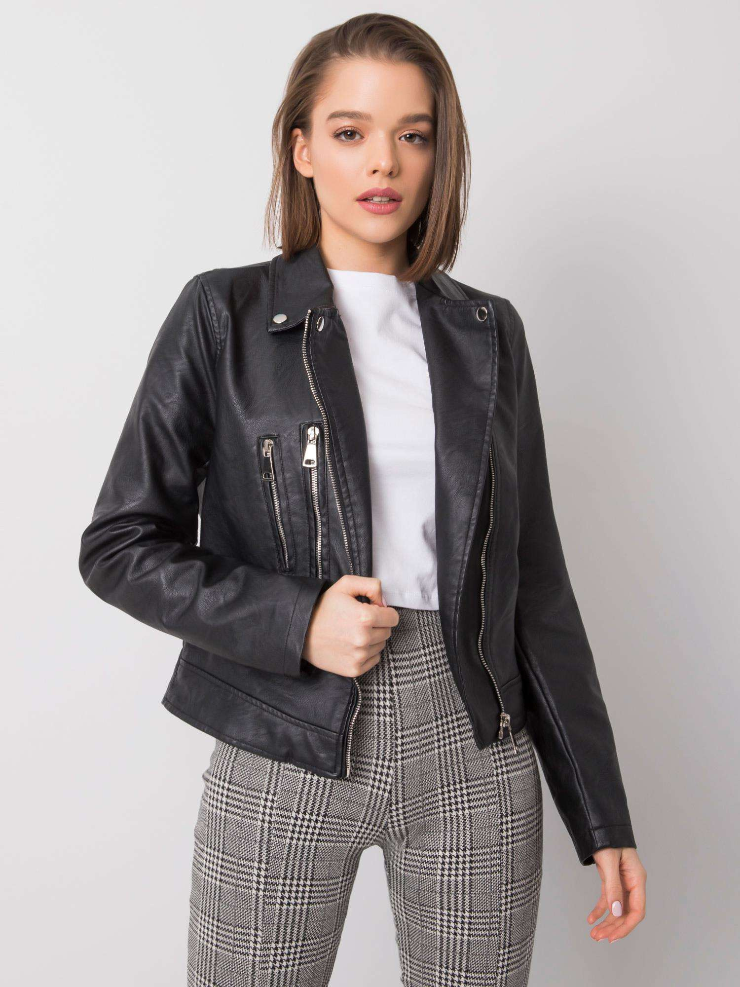 Čierny koženkový krivák so zipsami NM-DE-KR-G87.00P-black Veľkosť: S