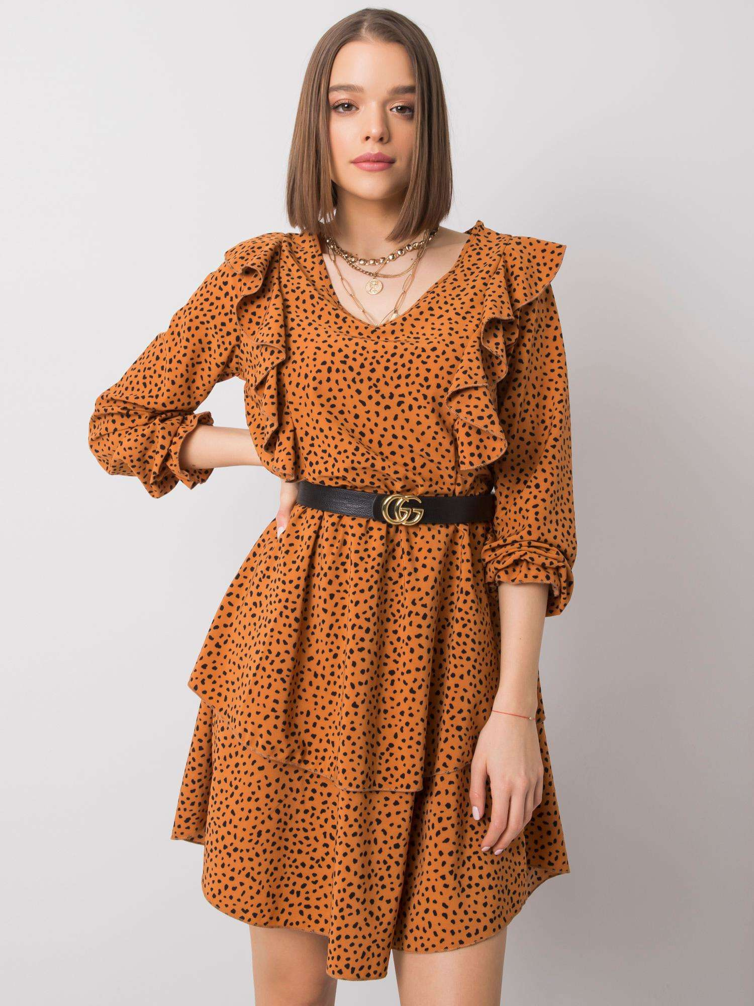 Oranžové dámske vzorované šaty WN-SK-R824.68-orange Veľkosť: S