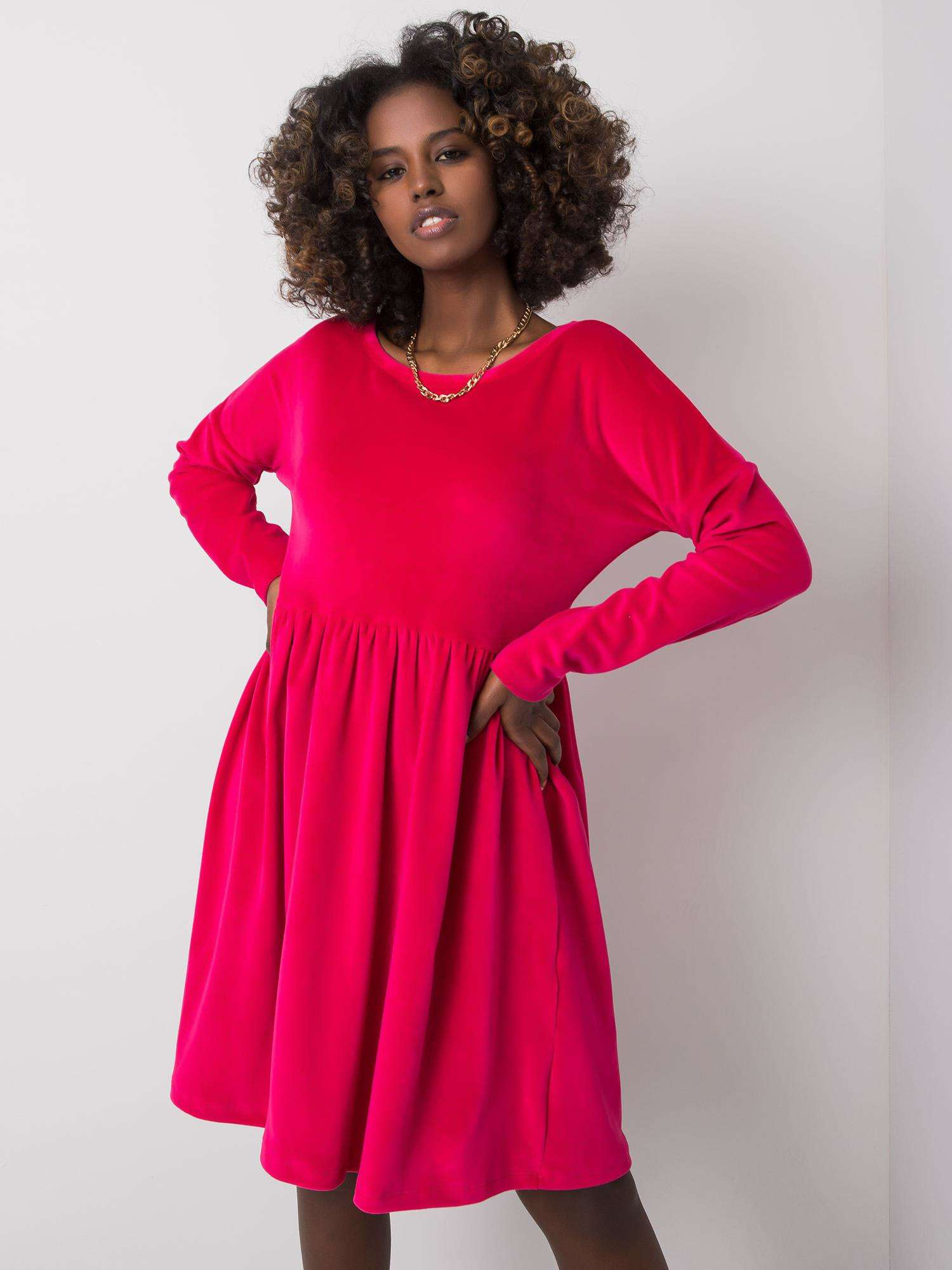 Ružové elegantné šaty -RV-SK-6111.04X-pink Veľkosť: S/M
