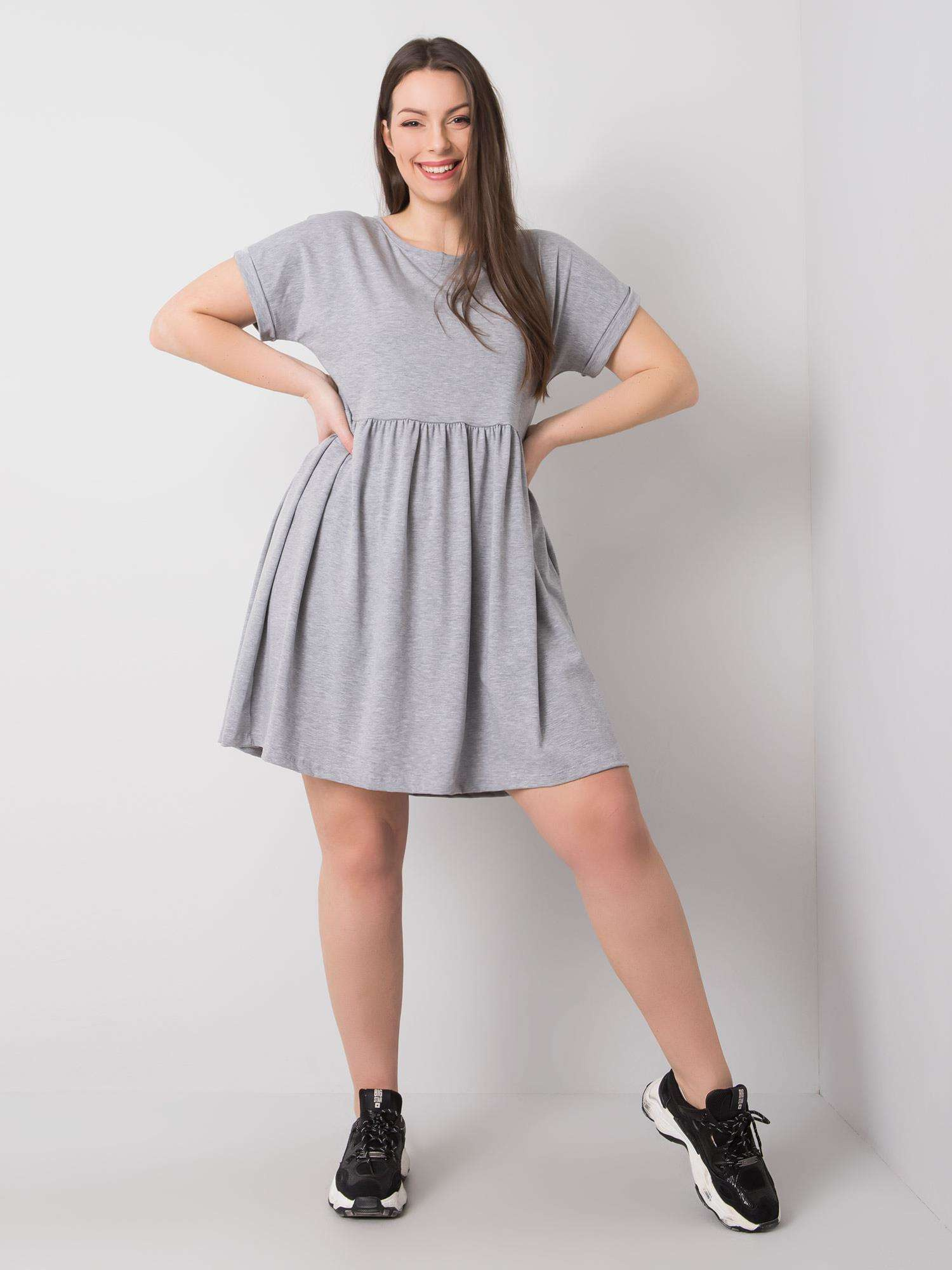 Šedé dámske basic šaty -RV-SK-6292.09P-grey Veľkosť: 2XL