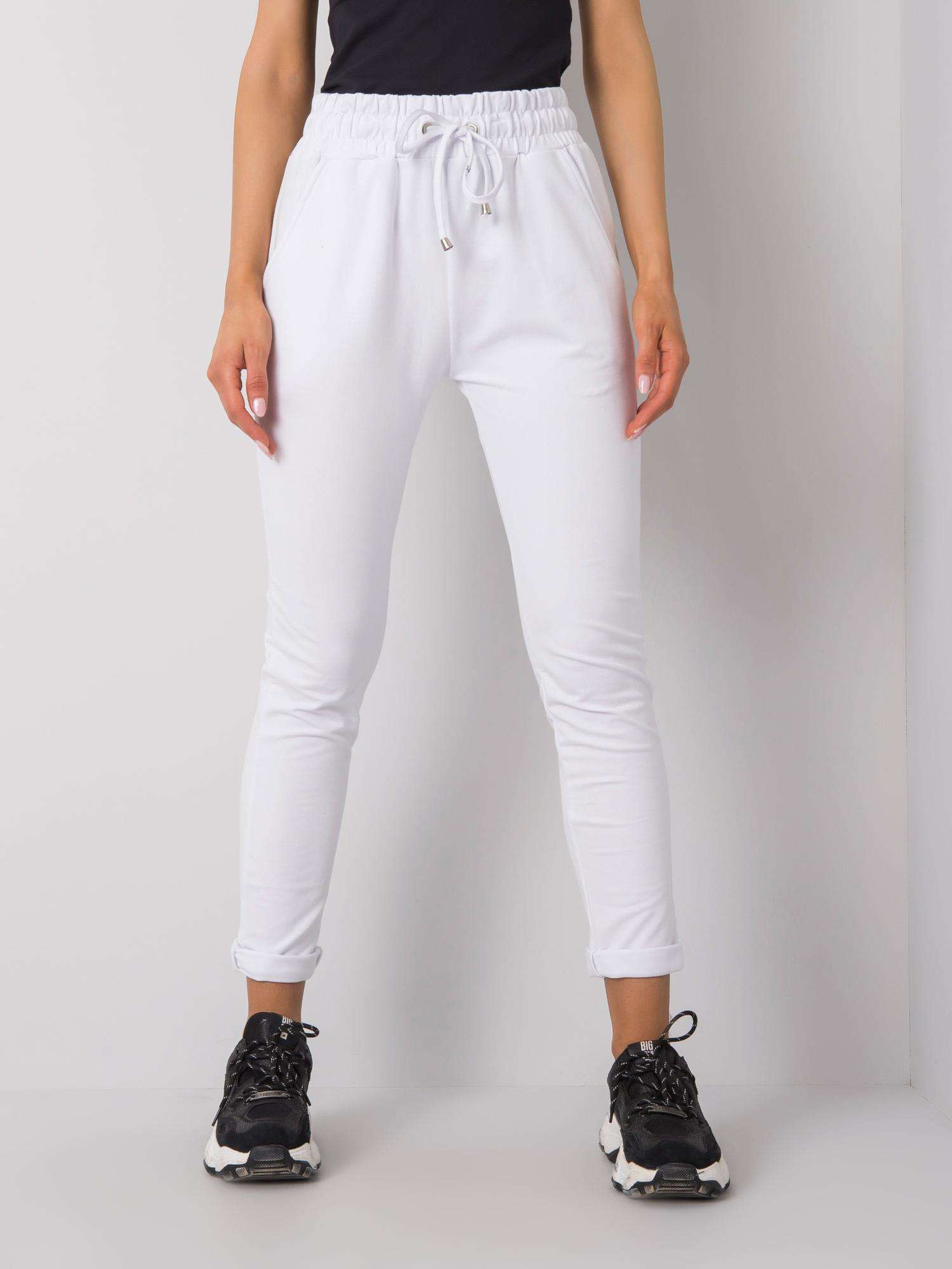 Biele dámske tepláky -RV-DR-3698.05X-white Veľkosť: XL