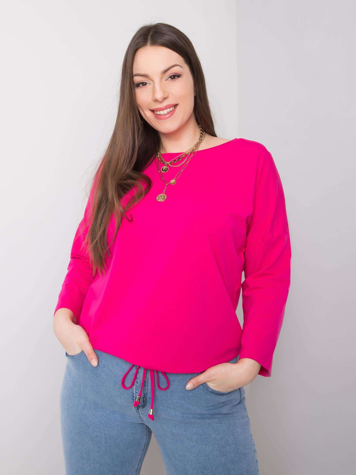 RUŽOVÉ DÁMSKE TRIČKO S VIAZANÍM V PÁSE -RV-BZ-6294.06P-PINK Veľkosť: 2XL