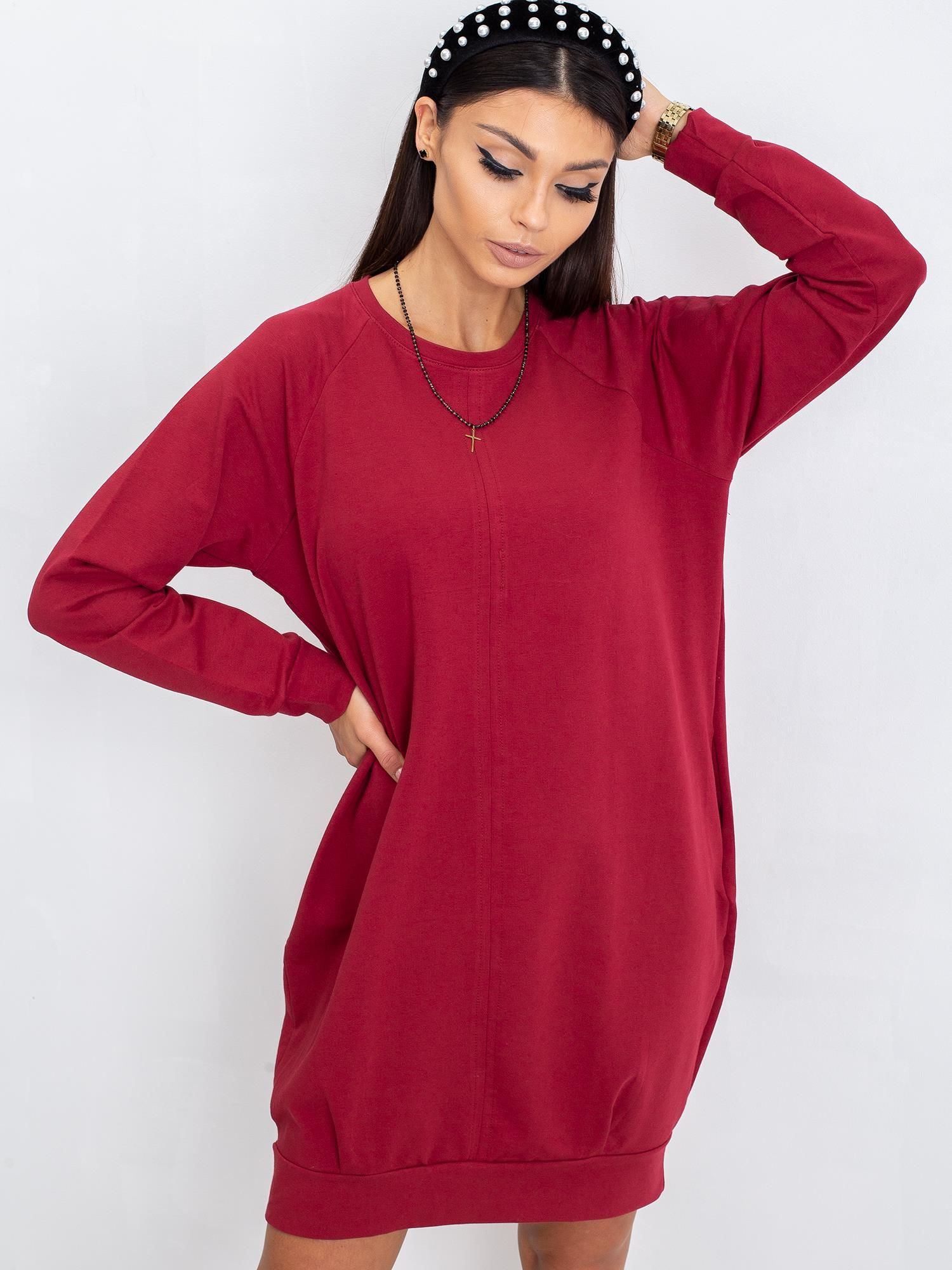 Dámske červené šaty RV-TU-5184.93P-burgundy Veľkosť: S/M