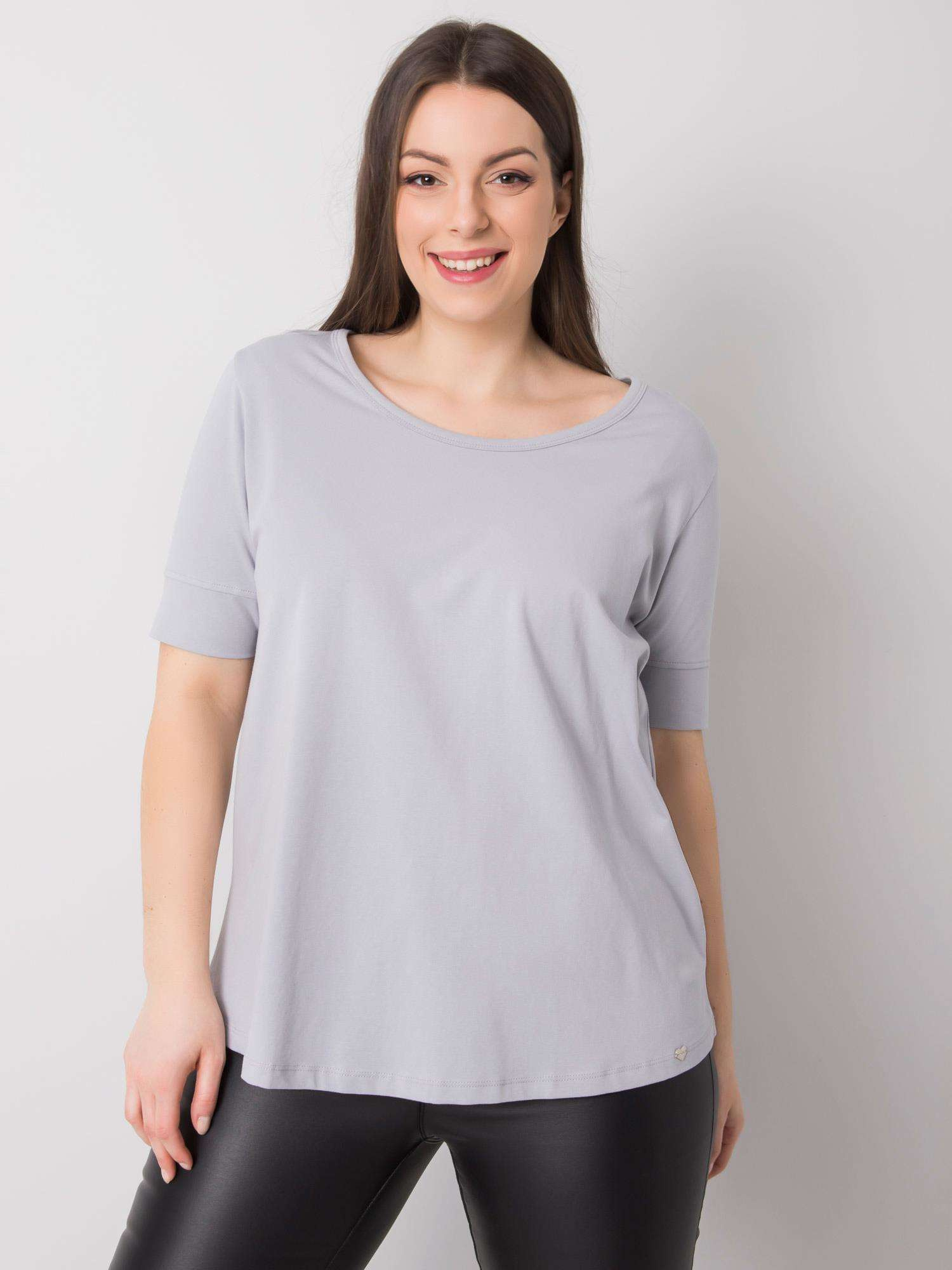 Svetlo šedé dámske basic tričko -RV-TS-6330.92P-grey Veľkosť: XL