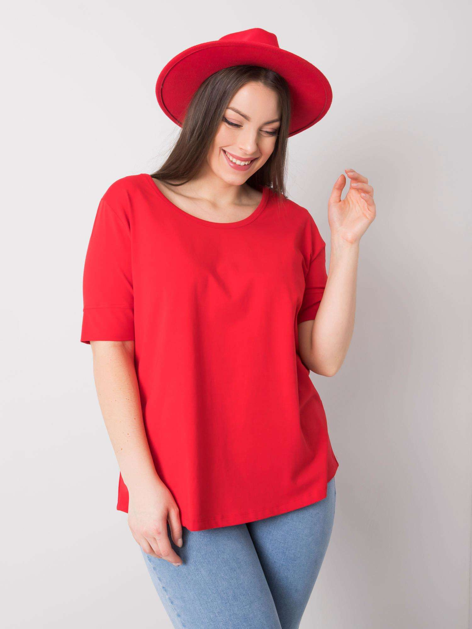 Červené dámske basic tričko -RV-TS-6330.92P-red Veľkosť: XL