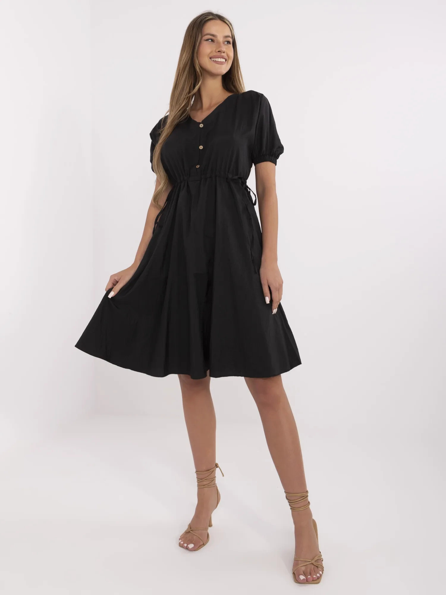 Čierne voľné šaty 217-SK-25663.01-black Veľkosť: S
