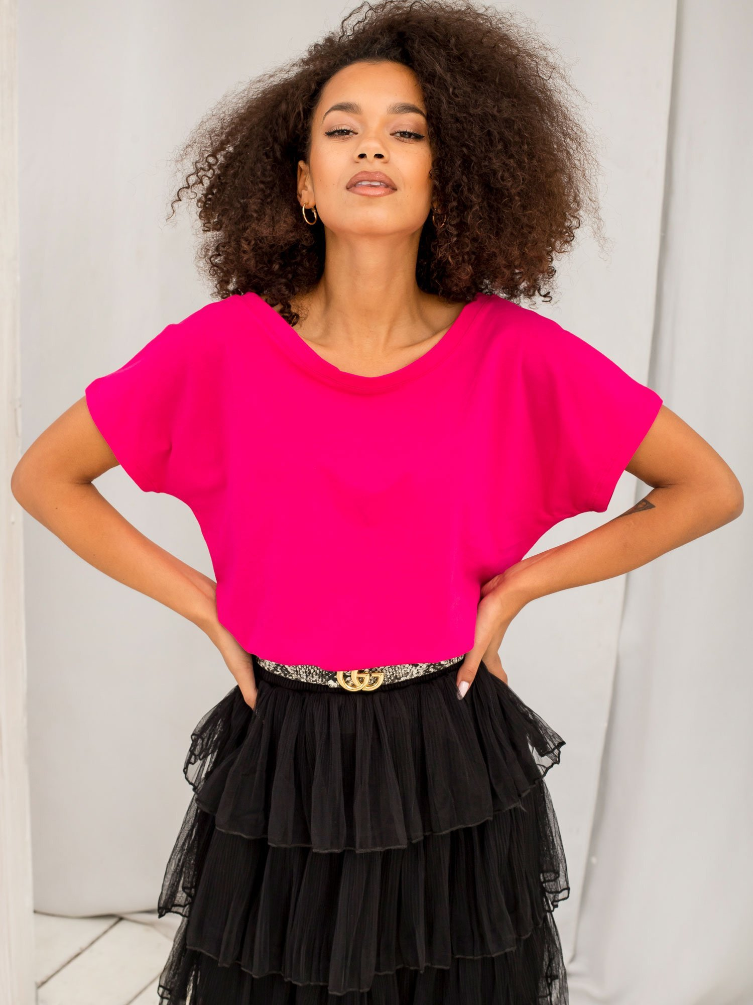 Dámske ružové tričko RV-TS-4662.03X-fuchsia Veľkosť: S