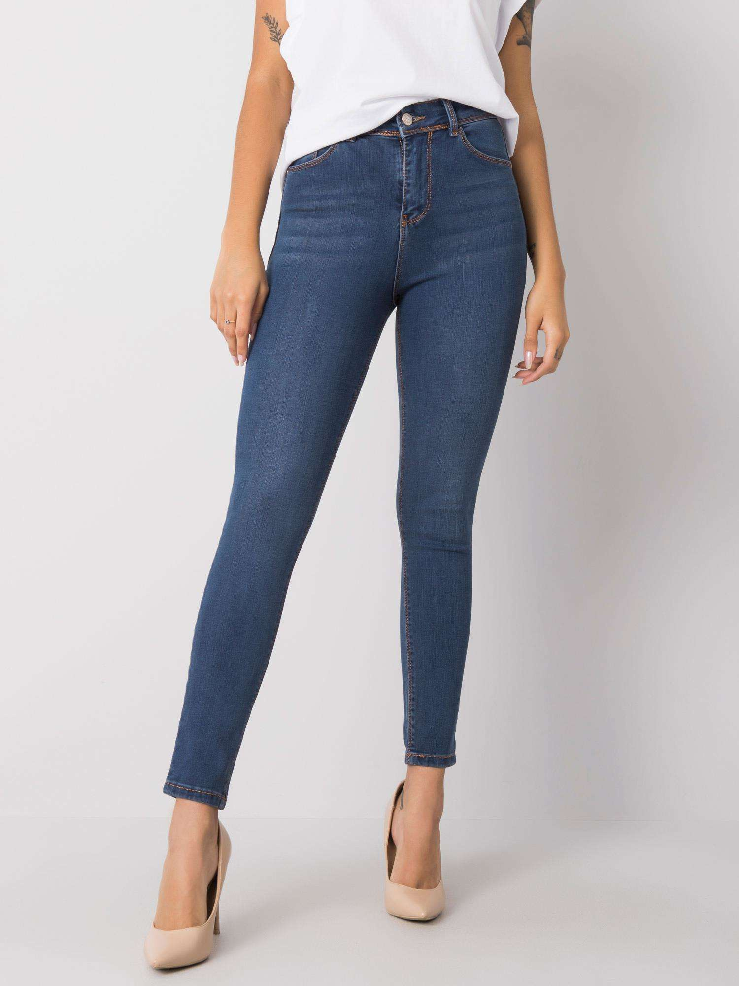 Tmavo modré dámske skinny džínsy 319-SP-742.48-blue Veľkosť: 26