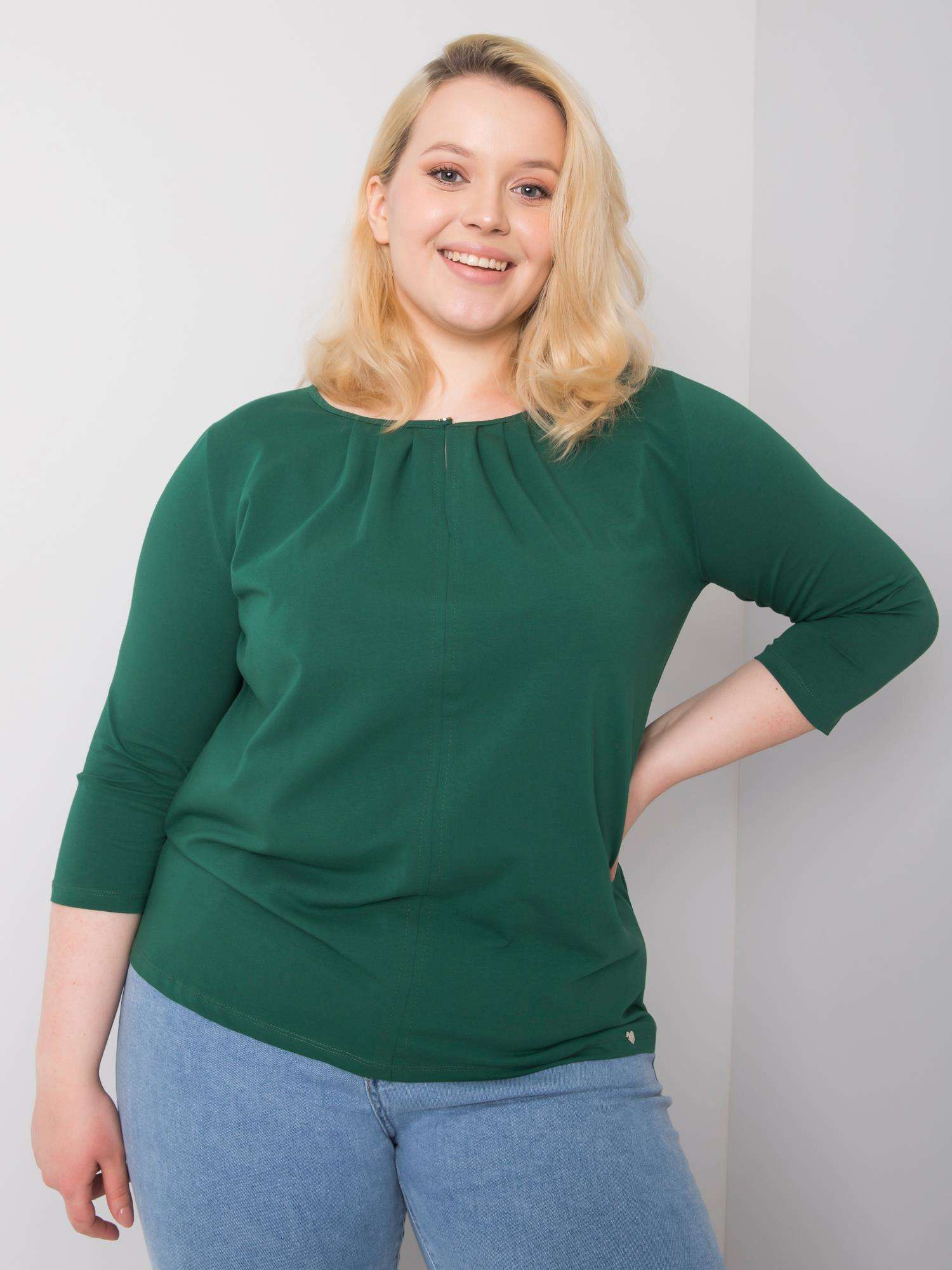 Tmavo zelená elegantná blúzka -RV-BZ-6334.19P-green Veľkosť: XL