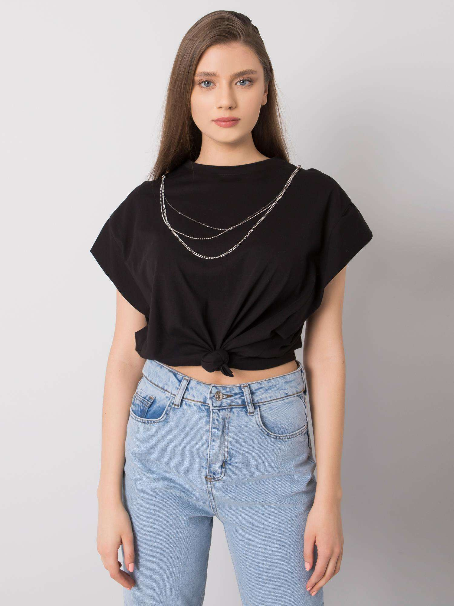 Čierne dámske tričko s retiazkou 157-TS-4170.82-black Veľkosť: S