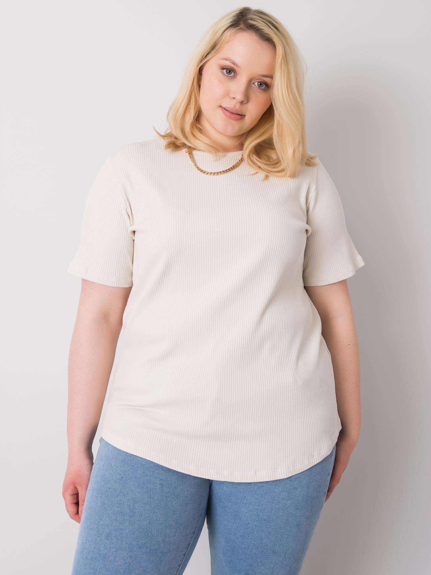Krémové dámske tričko s krátkym rukávom RV-BZ-6323.92-beige Veľkosť: XL