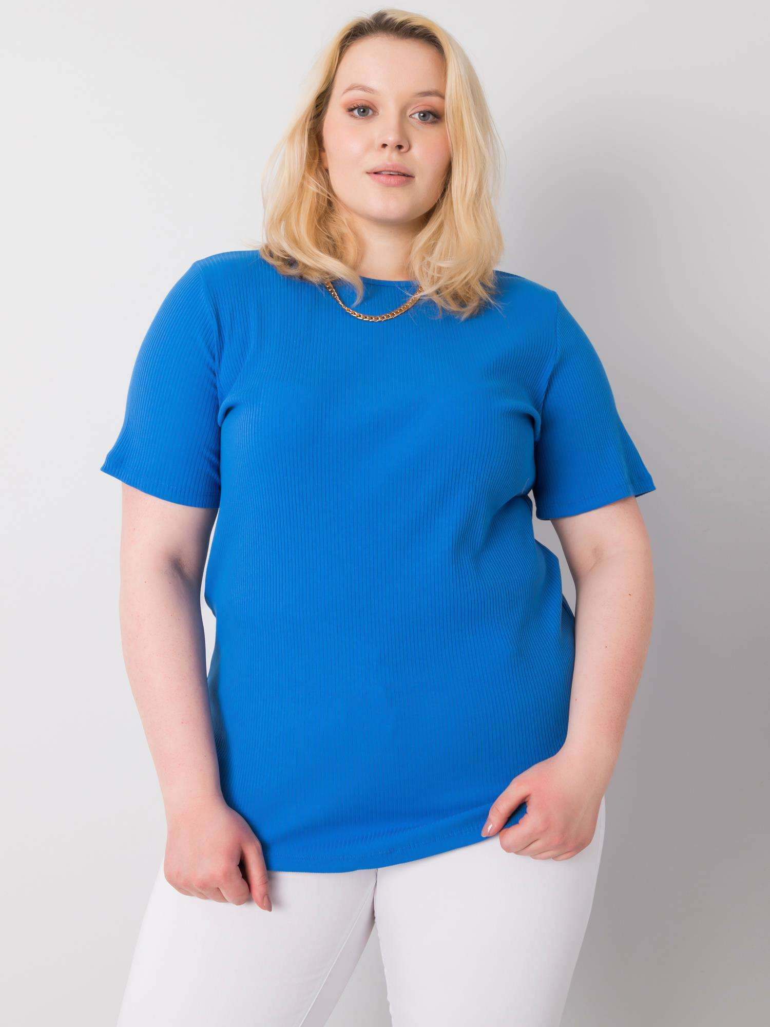 Modré dámske tričko s krátkym rukávom RV-BZ-6323.92-blue Veľkosť: 3XL