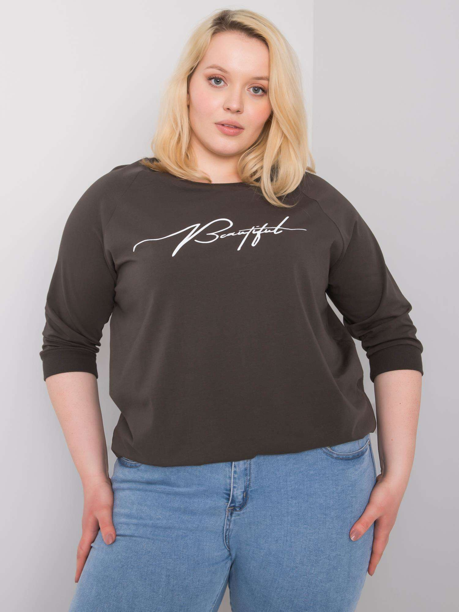 Khaki dámske tričko s nápisom RV-BZ-6391.48-khaki Veľkosť: ONE SIZE