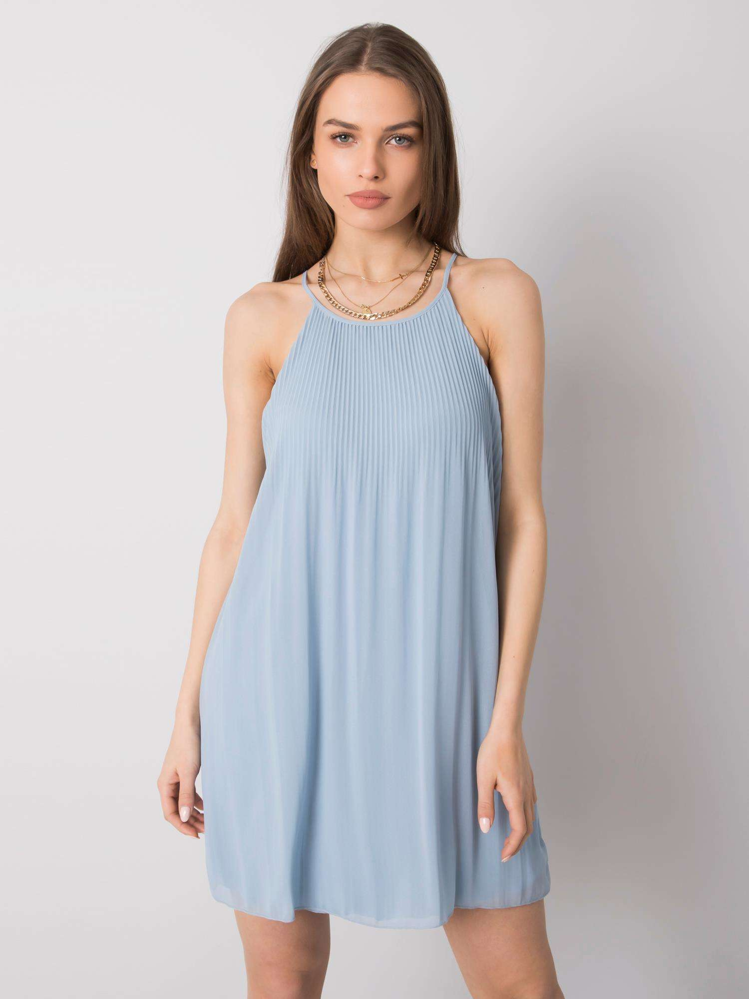 Svetlo modré dámske šaty na ramienka D50019Y30245A1-blue Veľkosť: XL