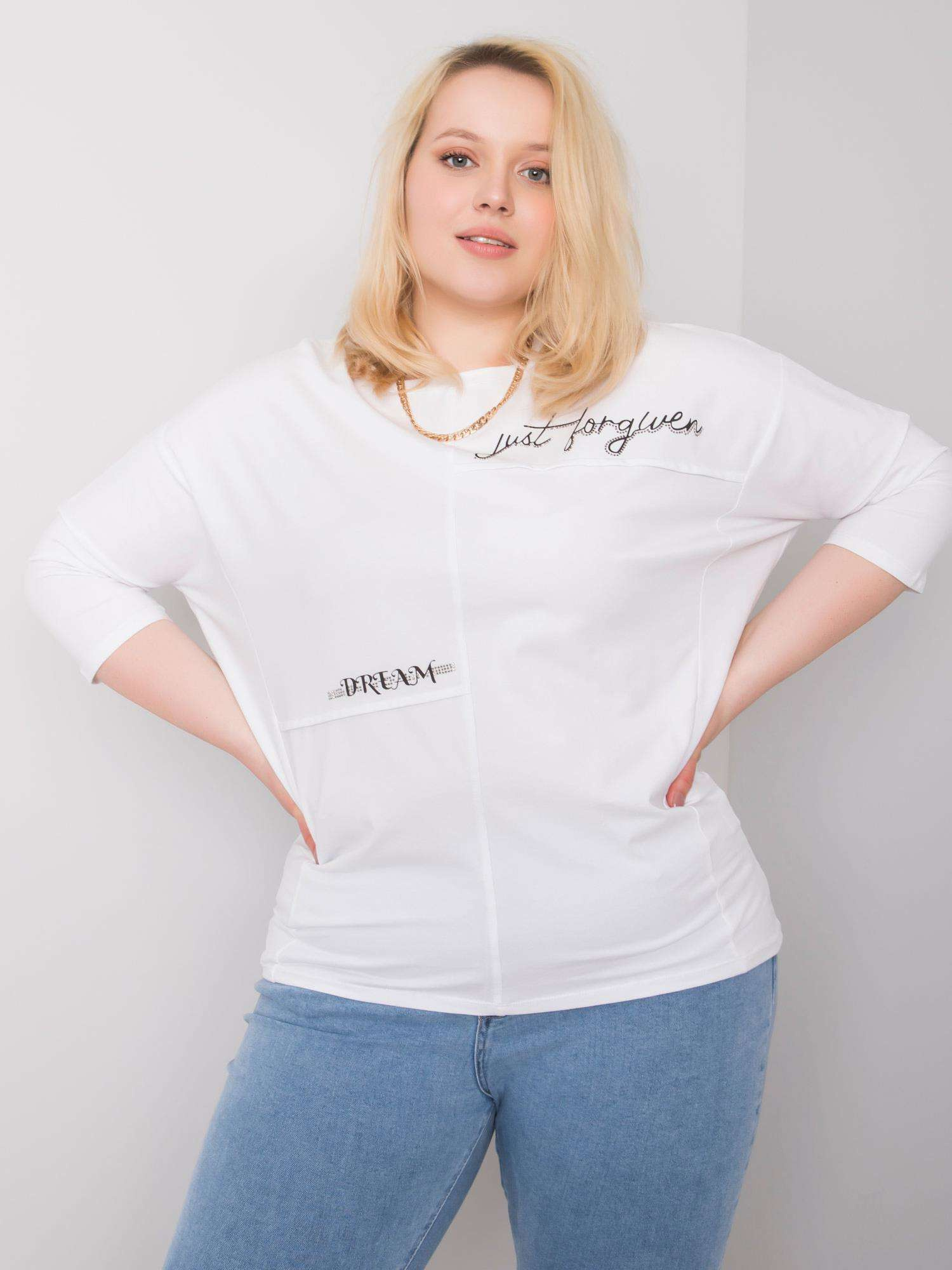 Voľné biele tričko s nápismi RV-BZ-6385.97-white Veľkosť: ONE SIZE
