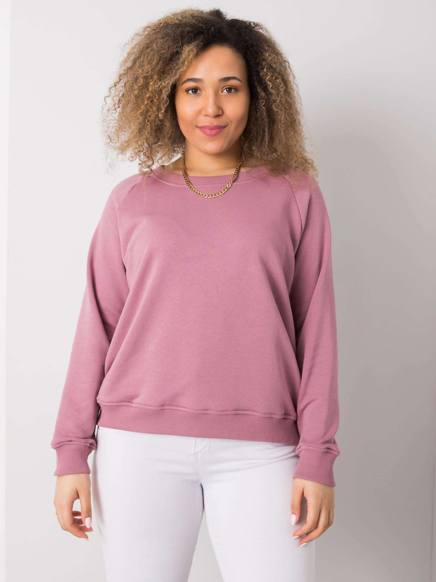 Staroružová mikina s raglánovými rukávmi RV-BL-6326.02X-old rose Veľkosť: XL