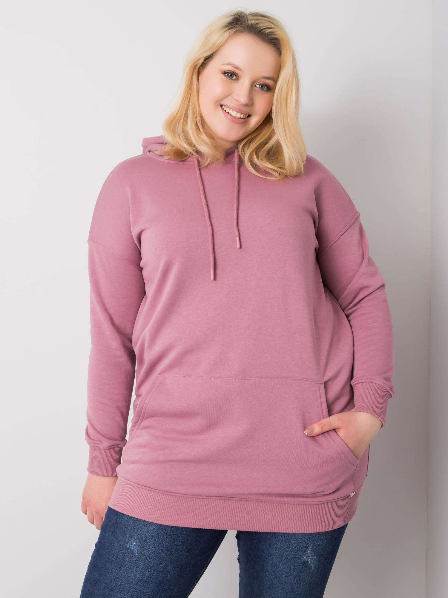 Staroružová dlhšia basic mikina RV-BL-6338.19X-old rose Veľkosť: XL