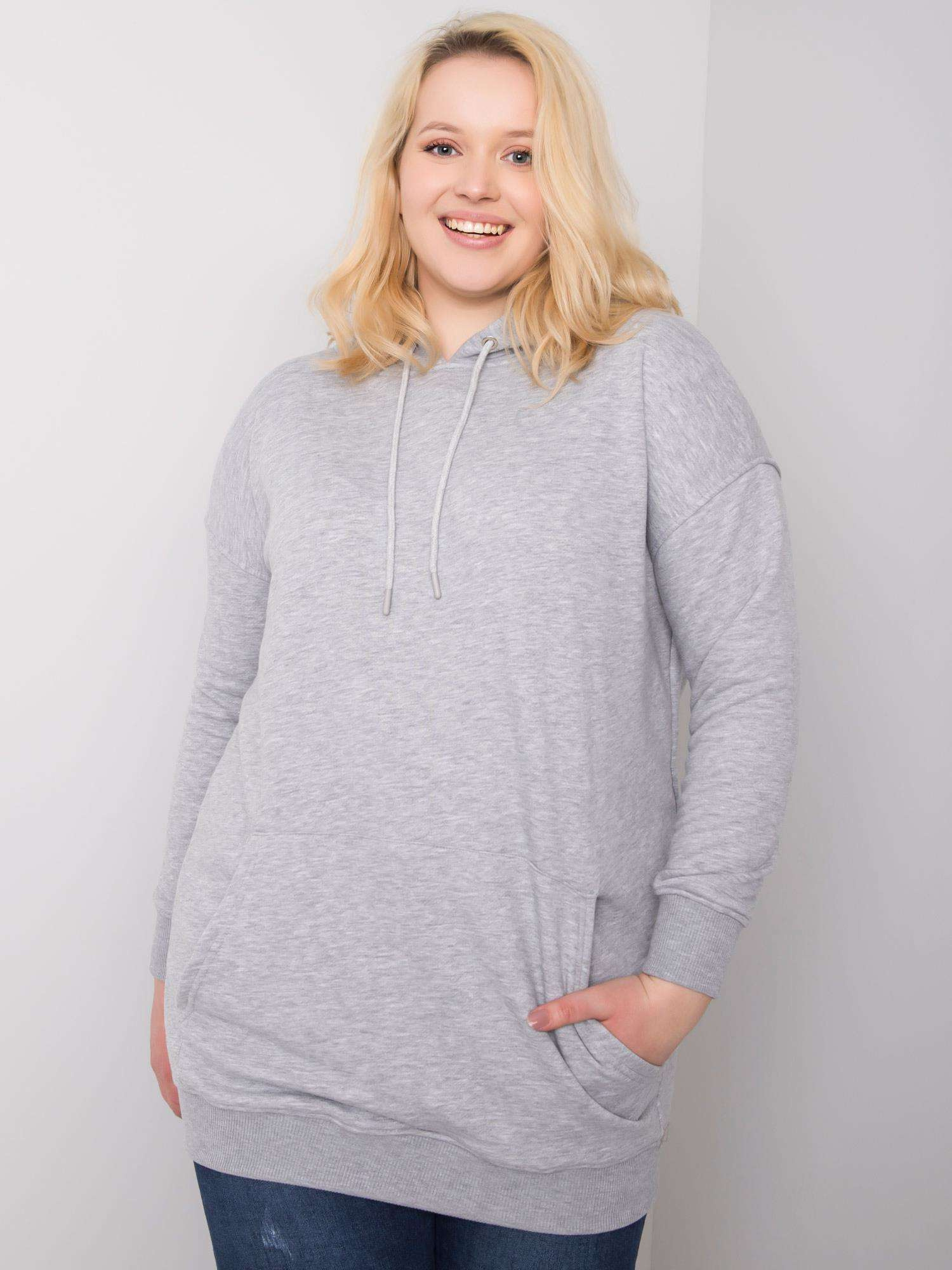 Svetlo šedá dlhšia basic mikina RV-BL-6338.19X-light grey Veľkosť: XL