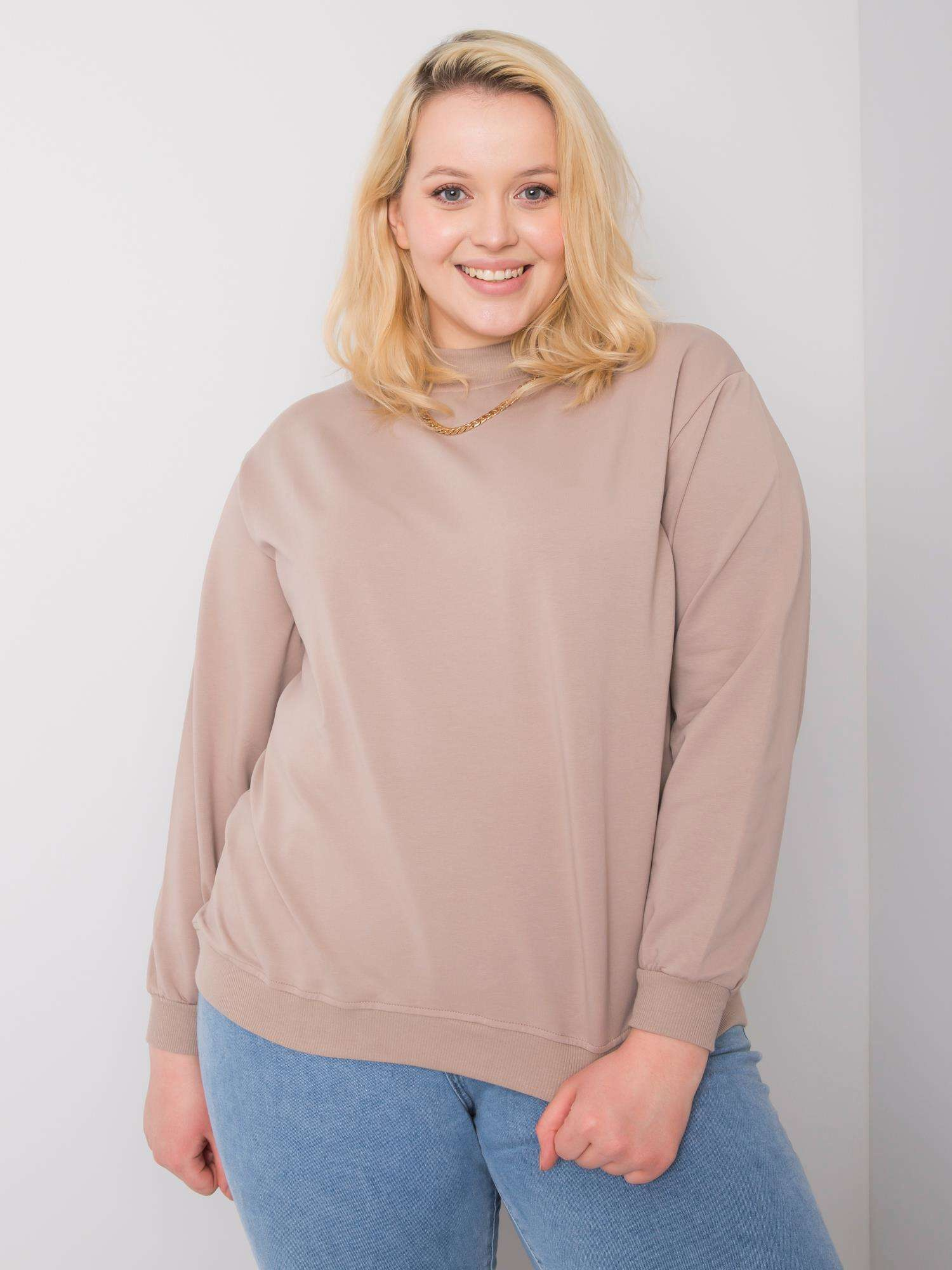 Béžová basic mikina RV-BL-6299.11-beige Veľkosť: 2XL